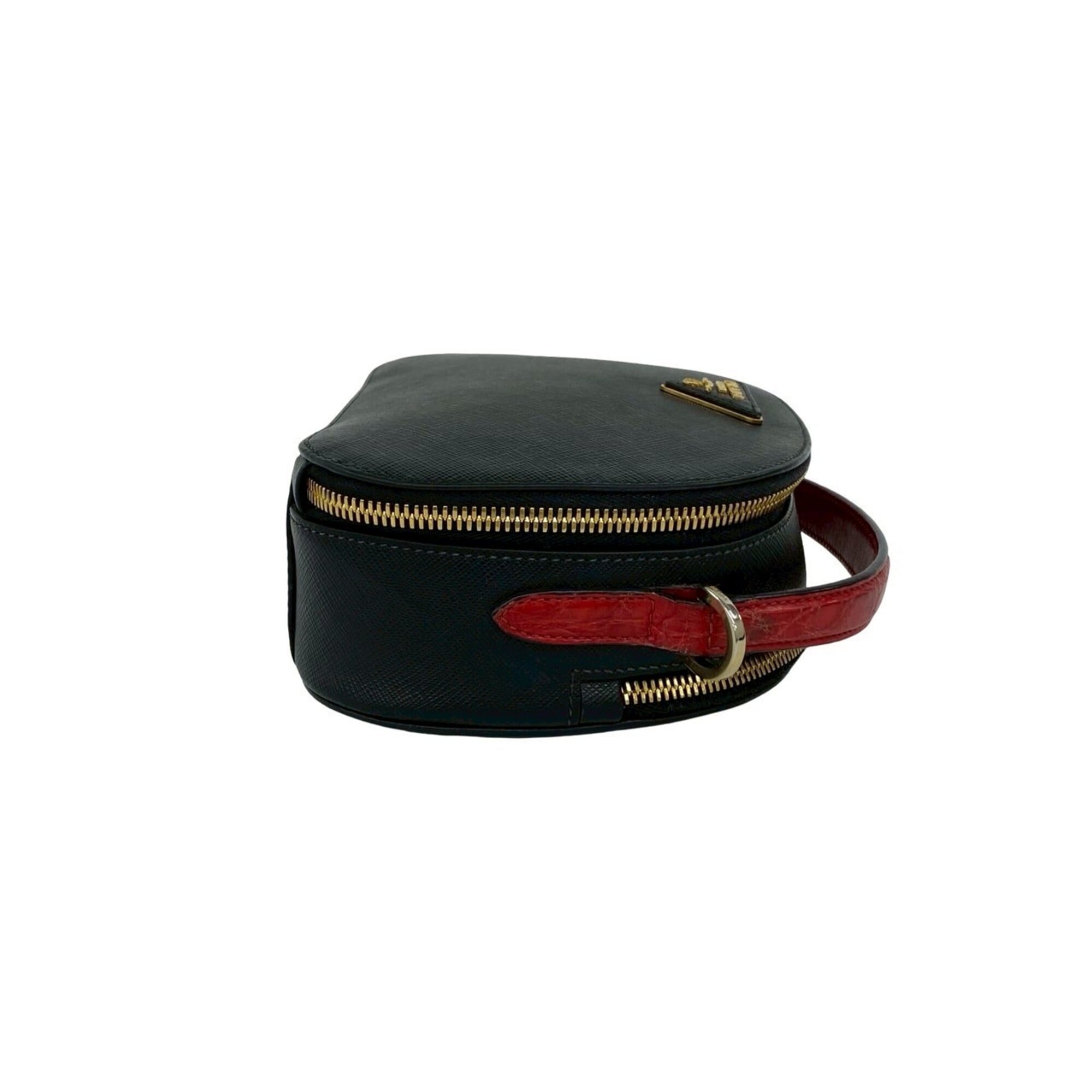 Prada Black Red Color Leather Shoulder Bag (Pre-Owned)