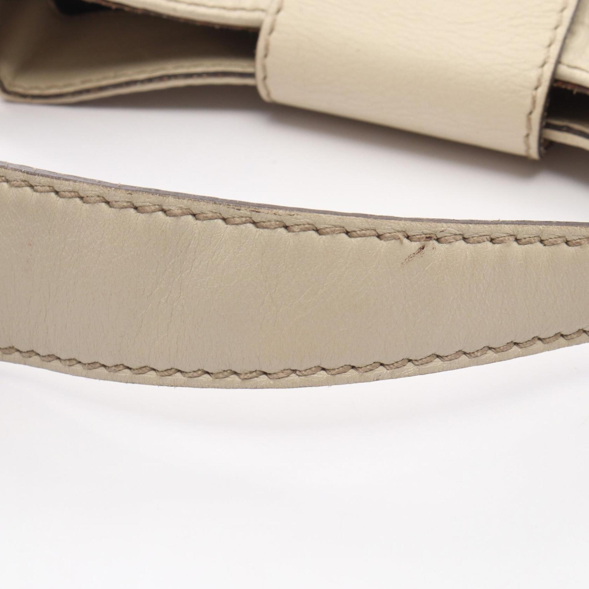 Gucci Ivory Leather Handbag Shoulder Bag (Pre-Owned)