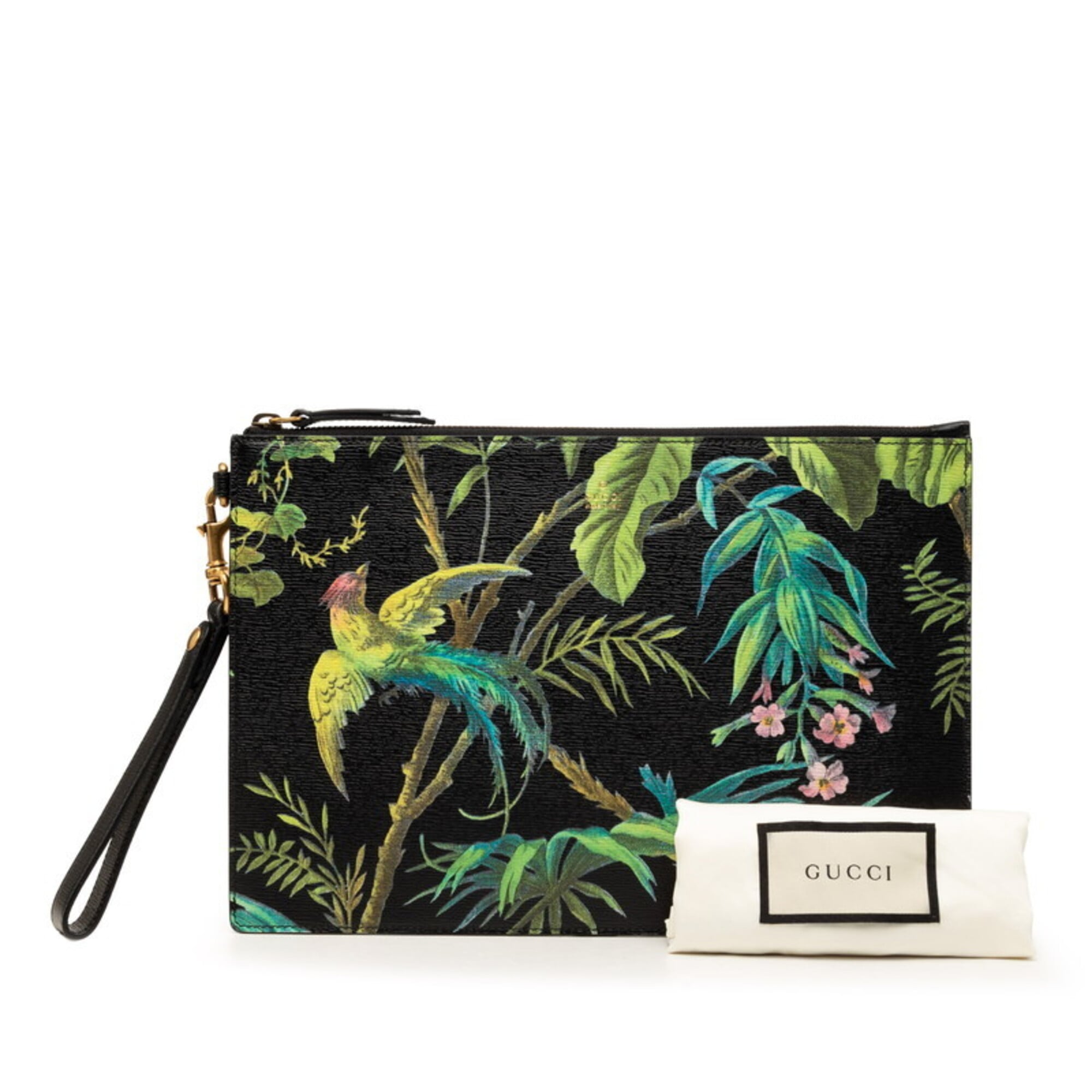 Gucci Black Green Leather Clutch Bag (Pre-Owned)