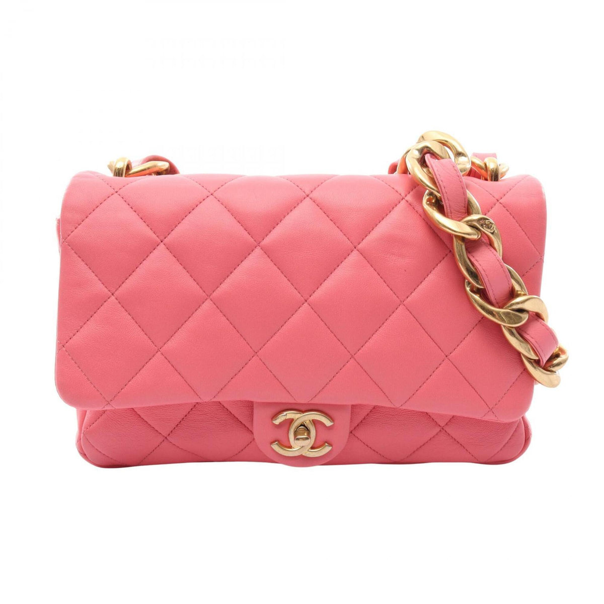 Chanel Pink Leather Handbag Shoulder Bag (Pre-Owned)