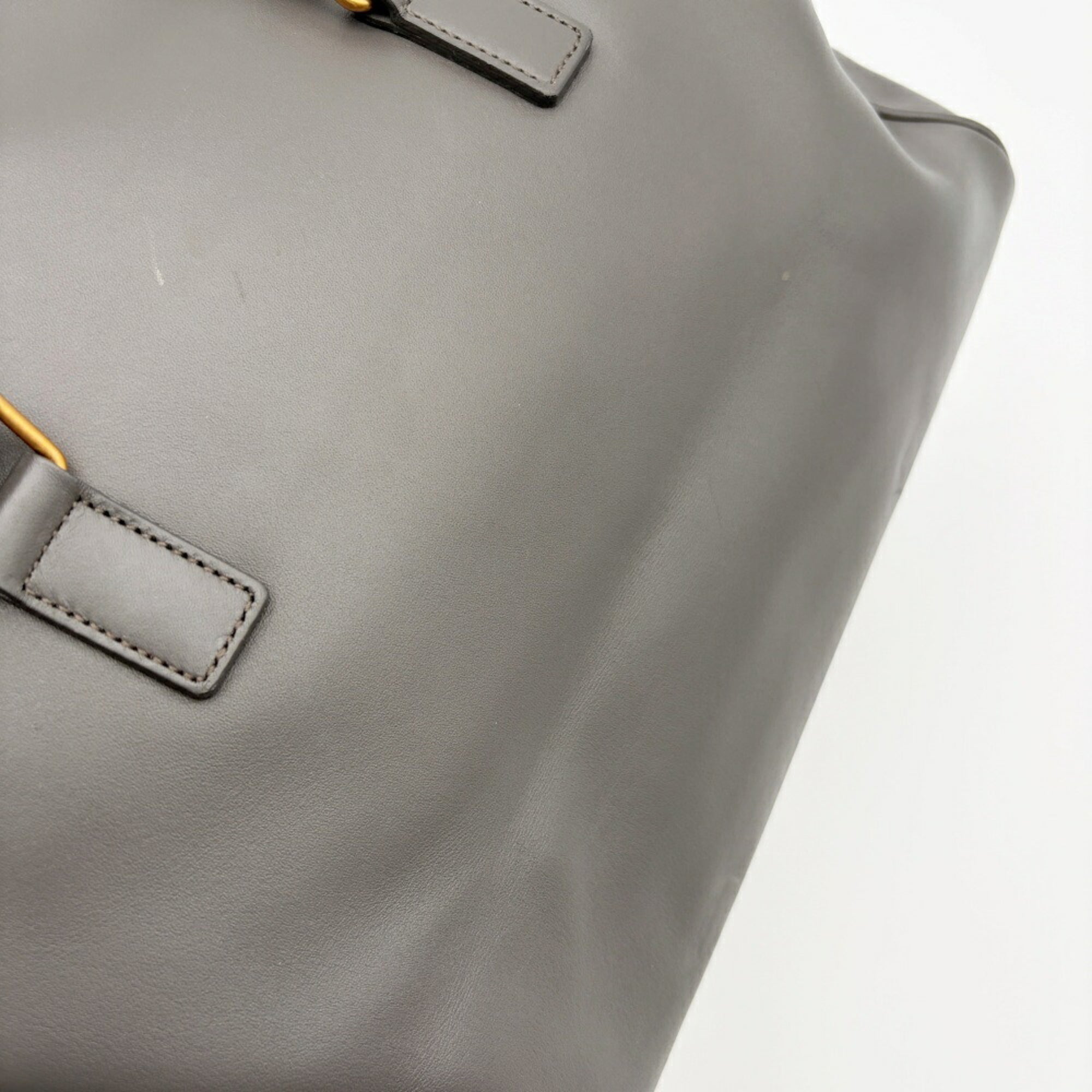 Saint Laurent Gray Leather Suede Boston Bag Shoulder Bag (Pre-Owned)
