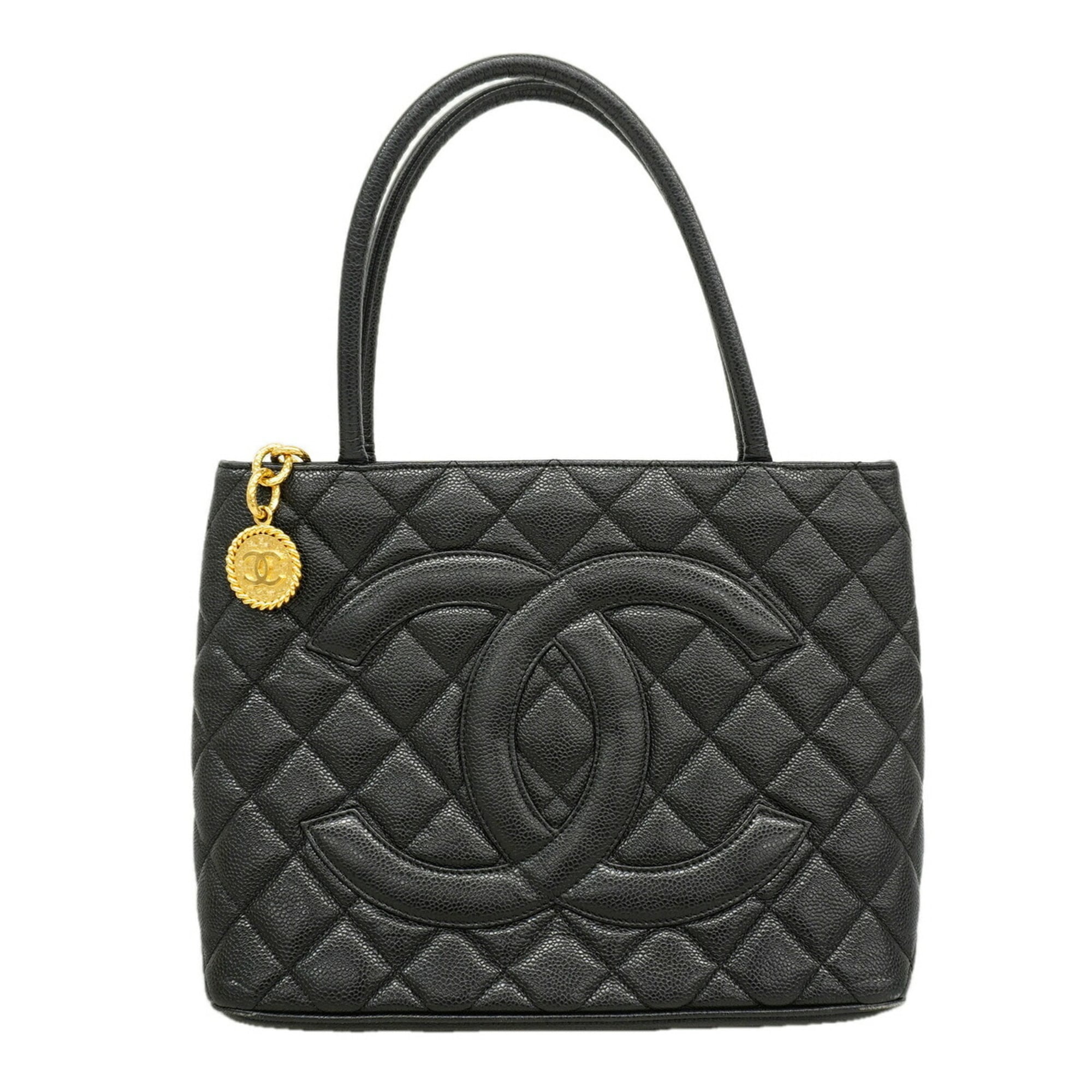 Chanel Black Grained Calfskin Tote Bag (Pre-Owned)