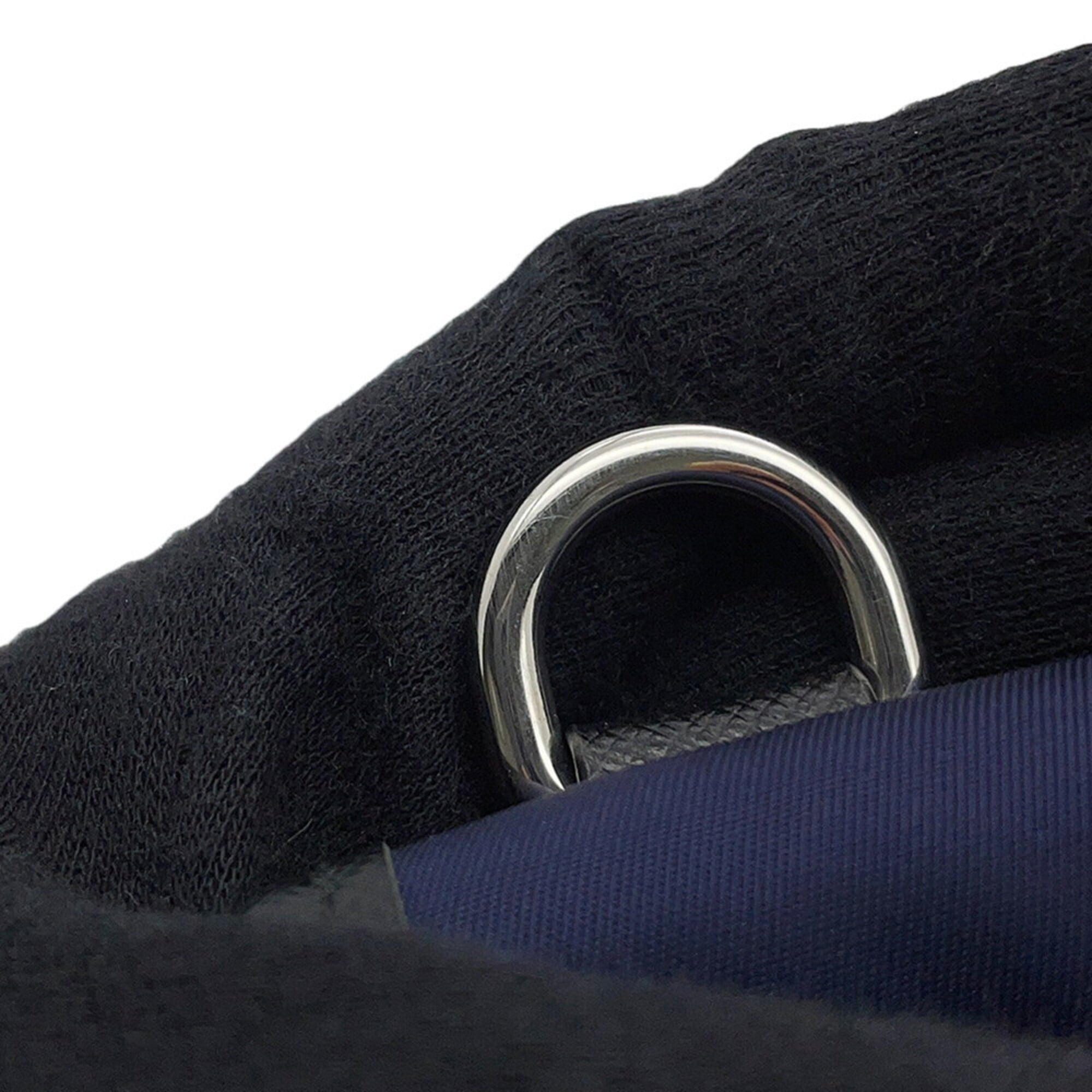Prada Black Navy Canvas Leather Handbag Shoulder Bag (Pre-Owned)