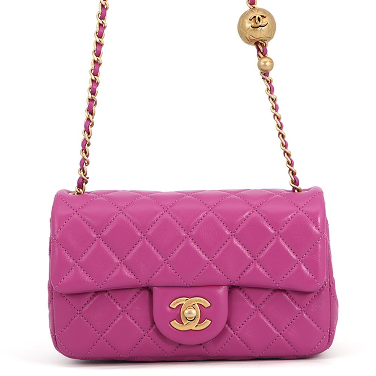 Chanel Purple Leather Handbag Shoulder Bag (Pre-Owned)