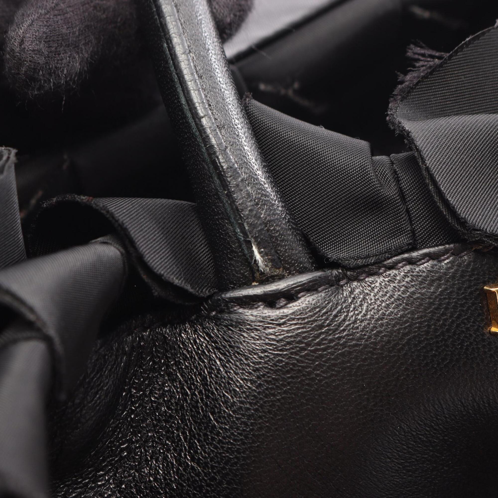 Prada Black Nylon Leather Handbag Tote Bag (Pre-Owned)