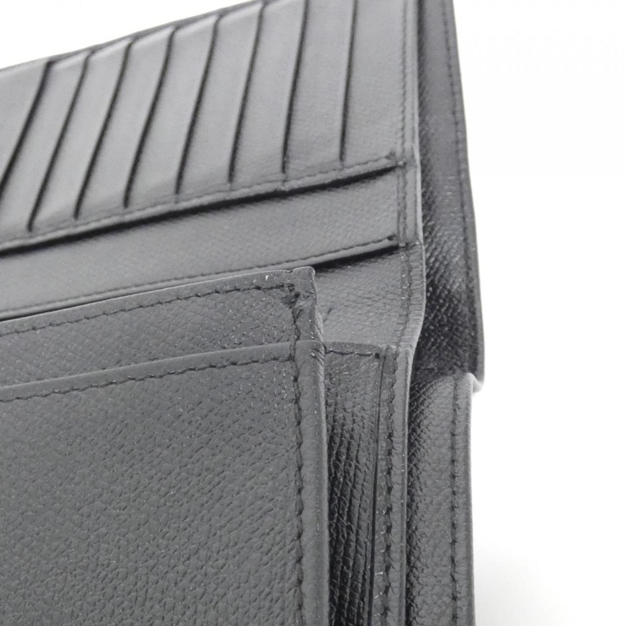 Chanel Black Leather Long Wallet (Bi-Fold) (Pre-Owned)