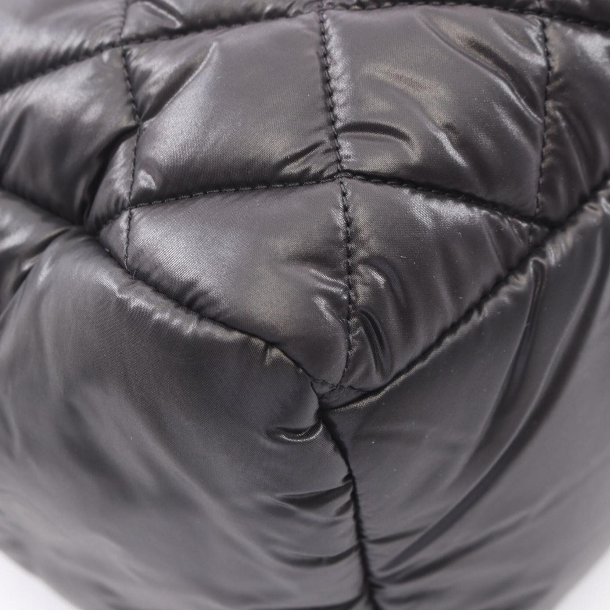 Chanel Black Nylon Leather Handbag (Pre-Owned)
