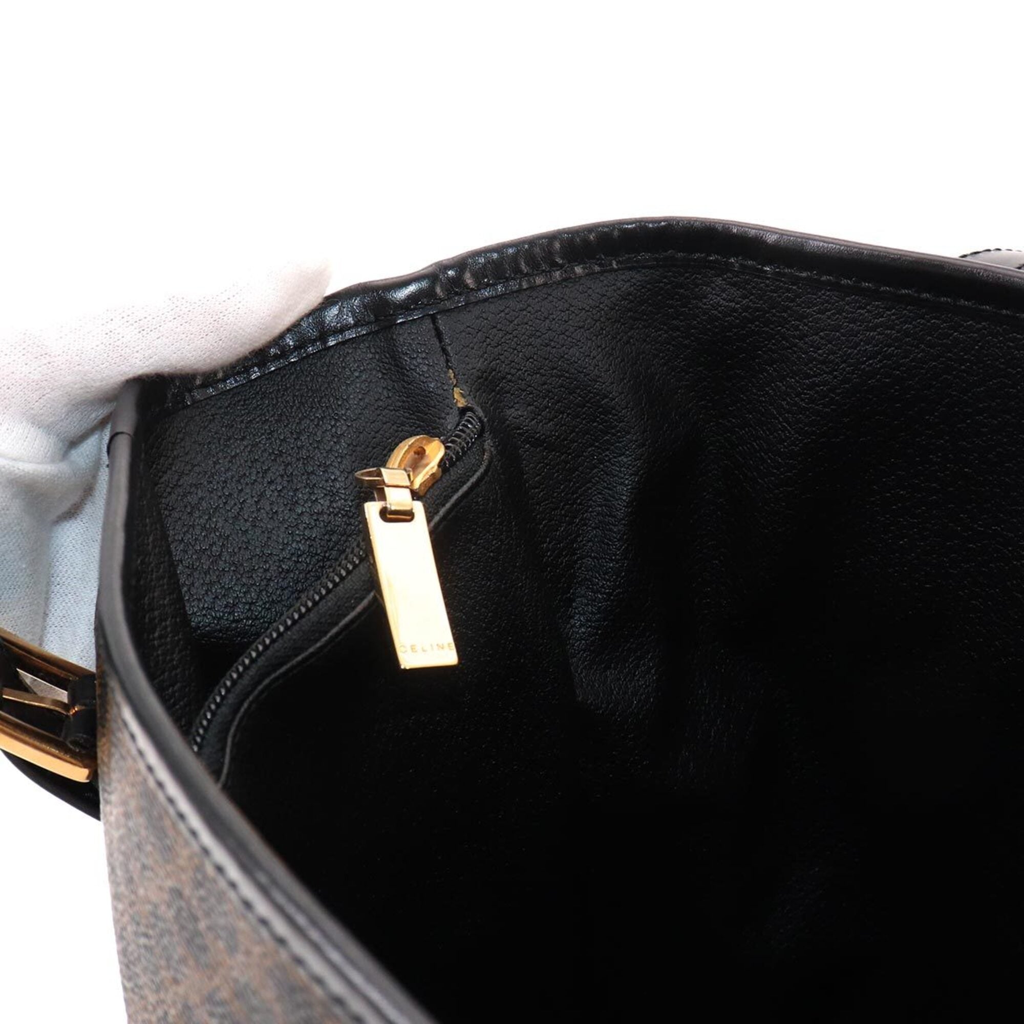 Celine Black Brown Leather Pvc Handbag Tote Bag (Pre-Owned)