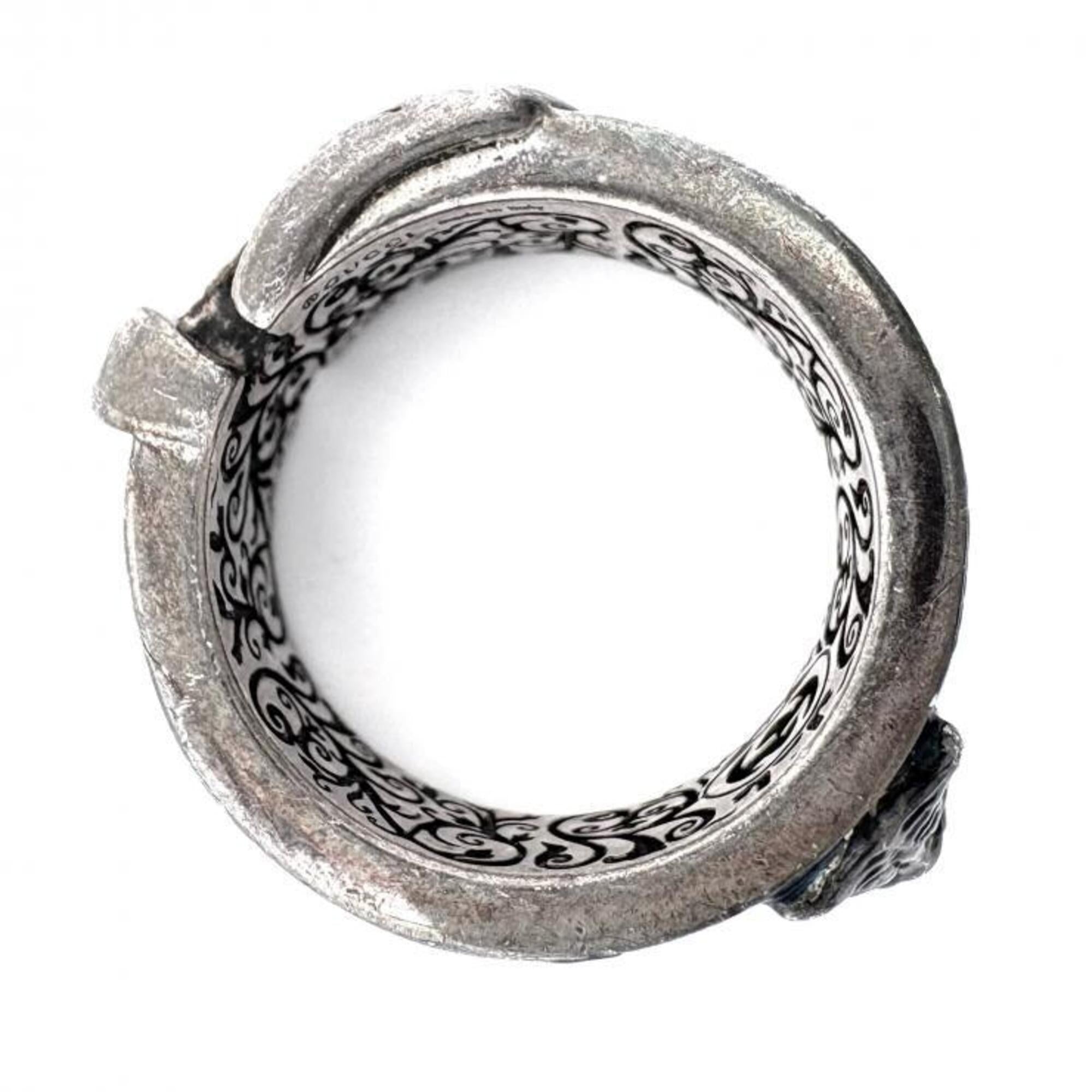 Gucci Silver Blue Enamel Silver 925 Band Ring (Pre-Owned)