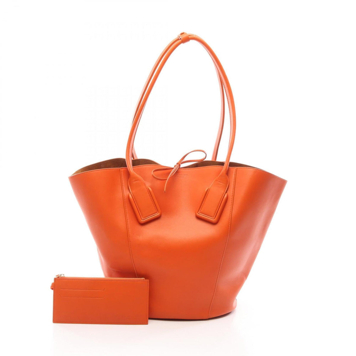 Bottega Veneta Orange Leather Basket Handbag Pouch Tote Bag (Pre-Owned)