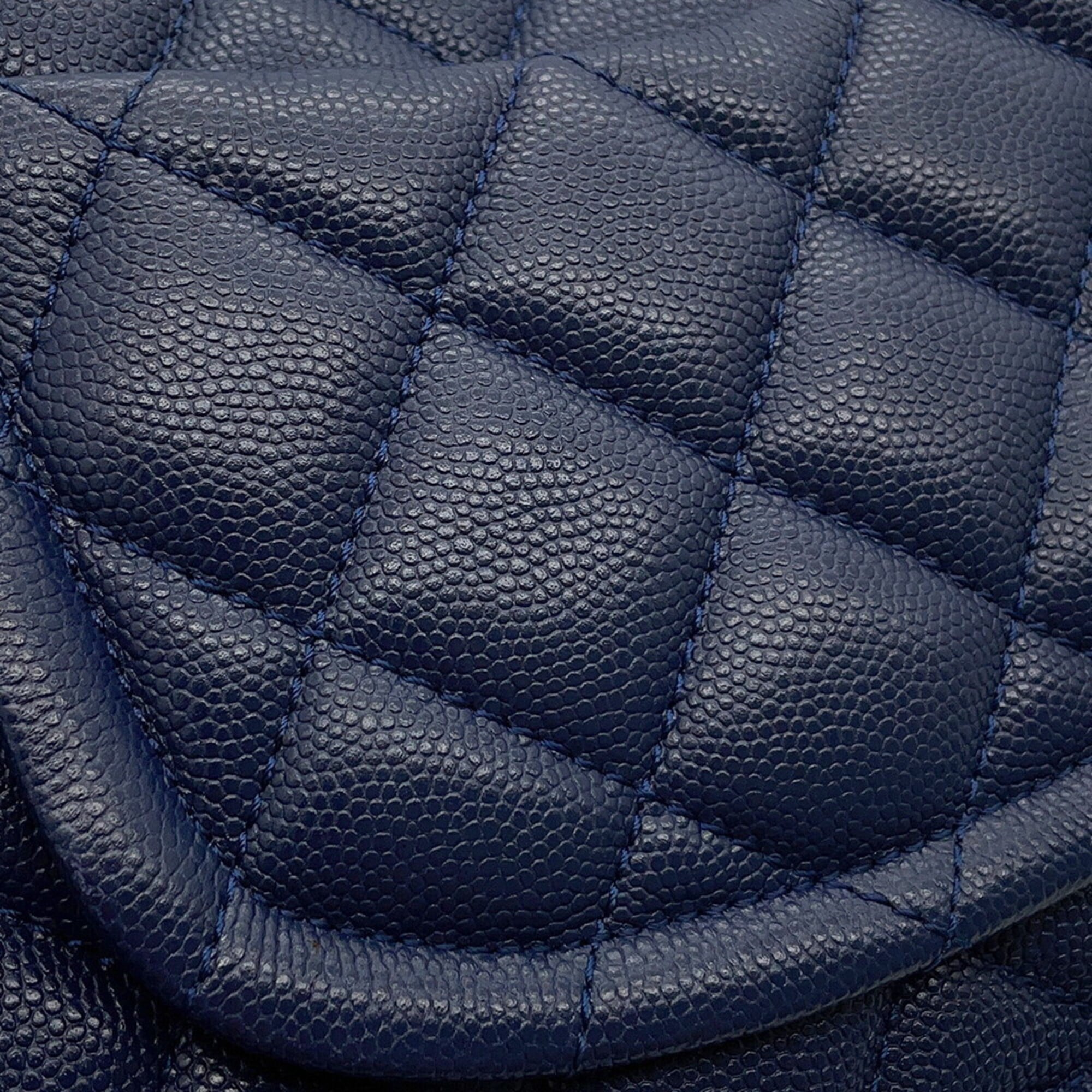 Chanel Navy Grained Calfskin Handbag Shoulder Bag (Pre-Owned)