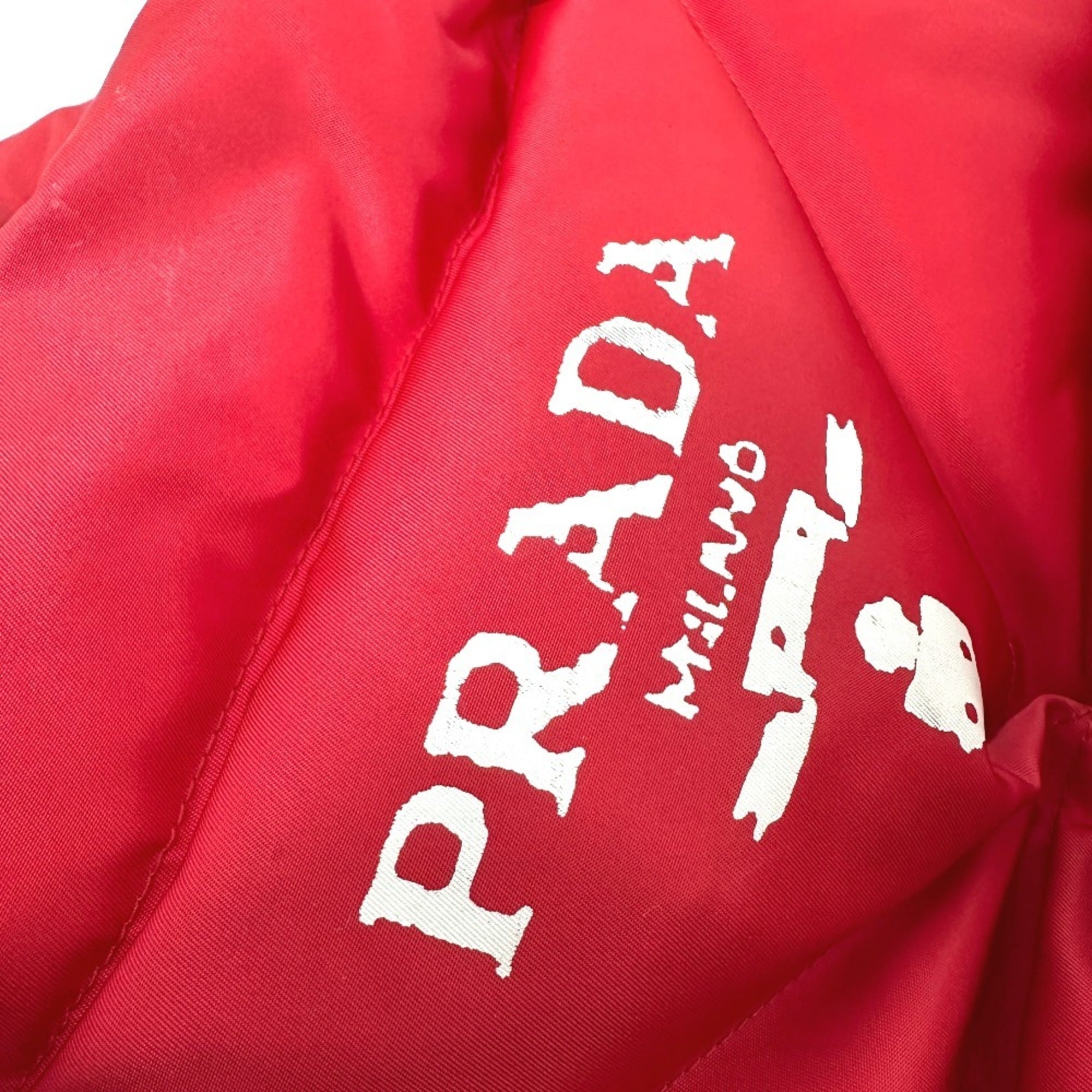 Prada Red Color Nylon Tote Bag (Pre-Owned)