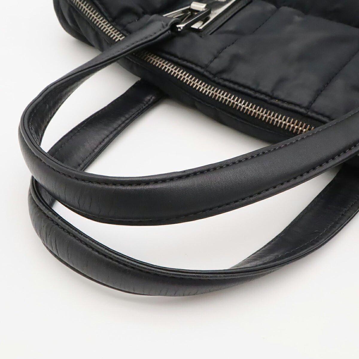 Chanel Chocolate Bar Black Nylon Leather Handbag (Pre-Owned)