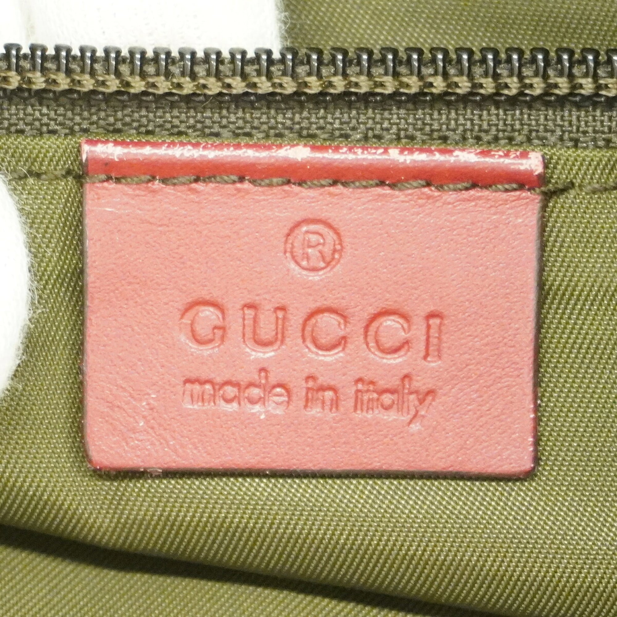 Gucci Beige Bordeaux Canvas Shoulder Bag (Pre-Owned)