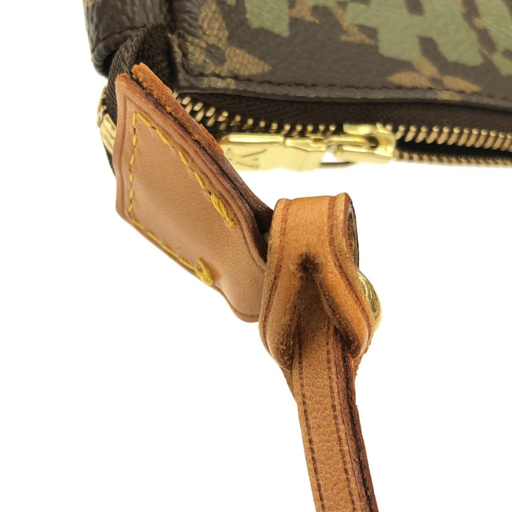 Louis Vuitton Khaki Marron Coated Canvas Pochette Pouch (Pre-Owned)