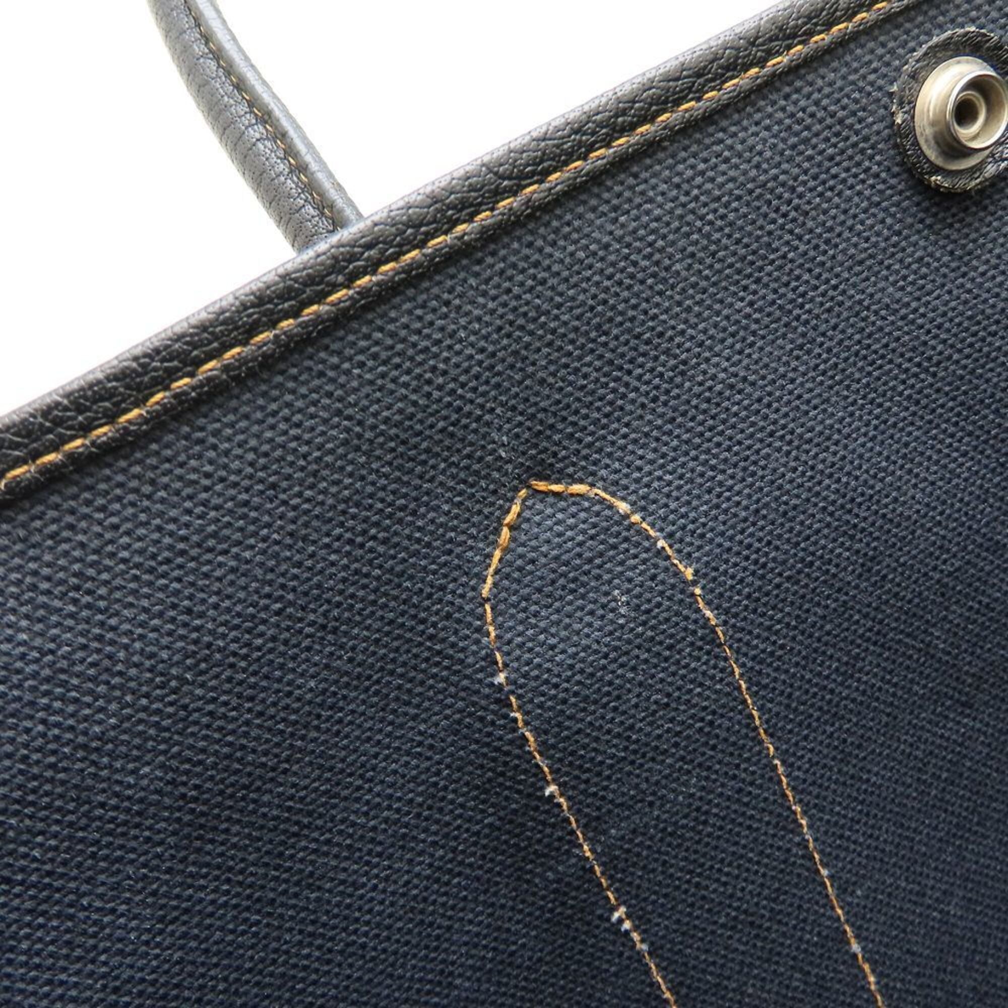 Hermes Blue Toile H Leather Tote Bag (Pre-Owned)