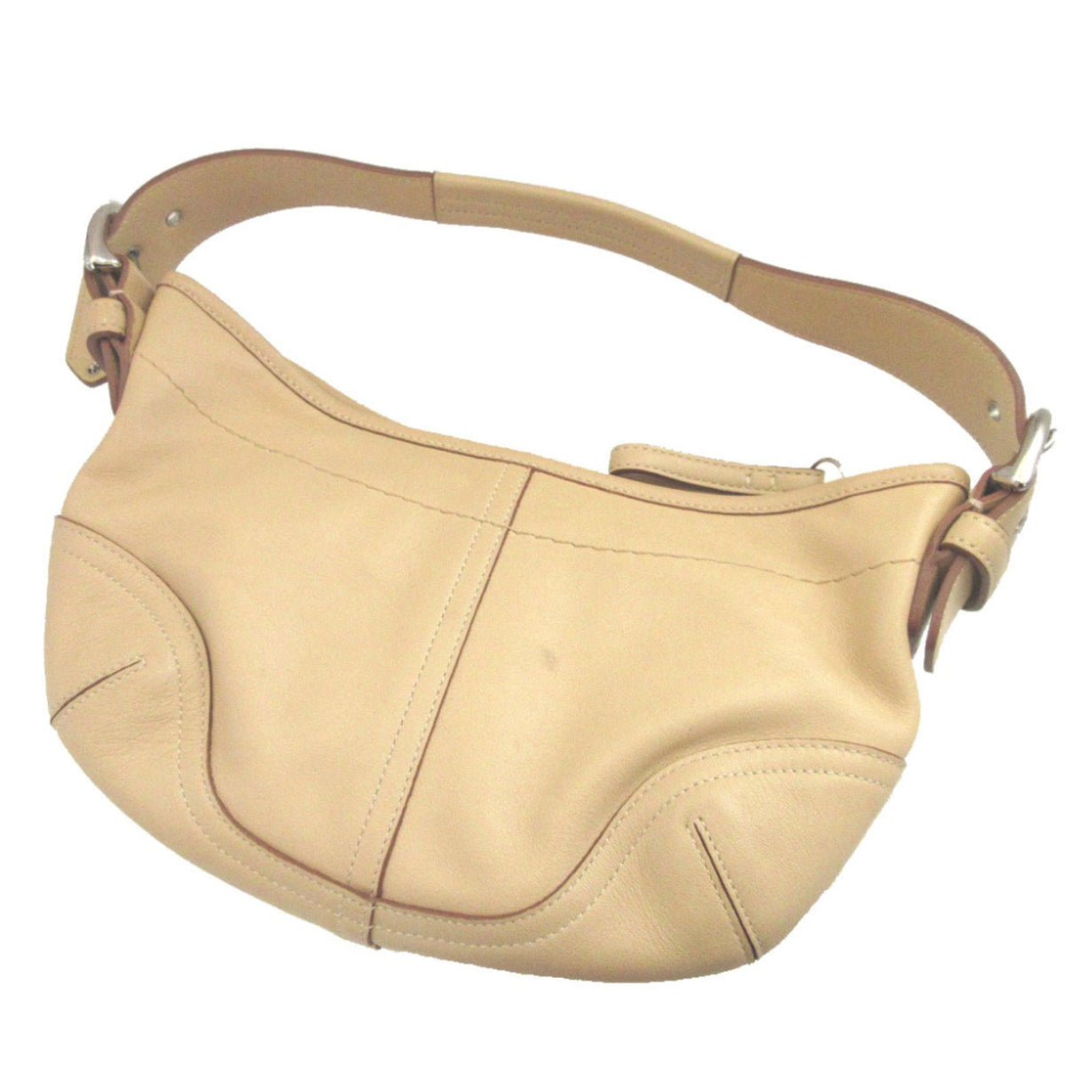 Coach Beige Leather Handbag Shoulder Bag (Pre-Owned)