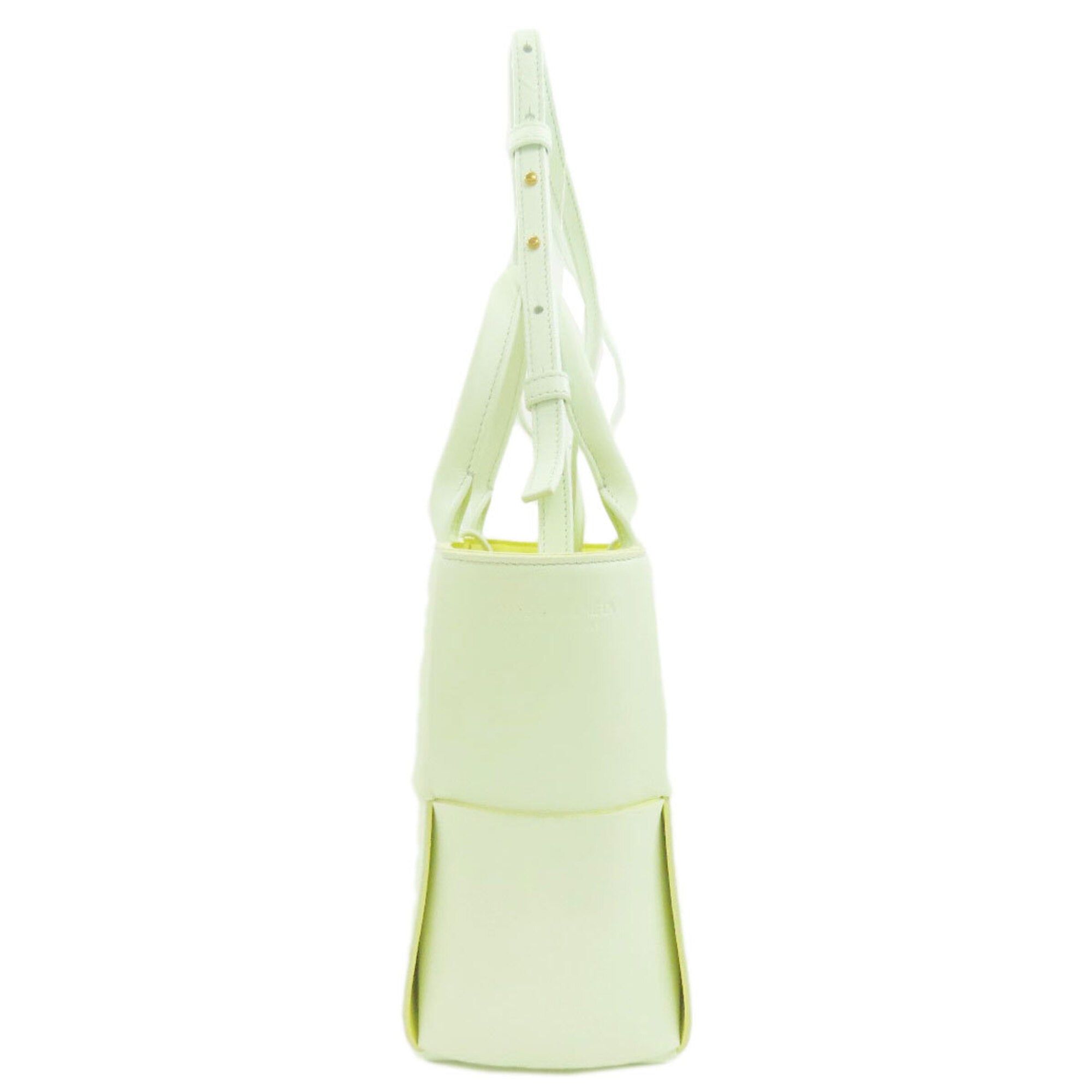 Bottega Veneta Green White Leather Handbag Pouch (Pre-Owned)