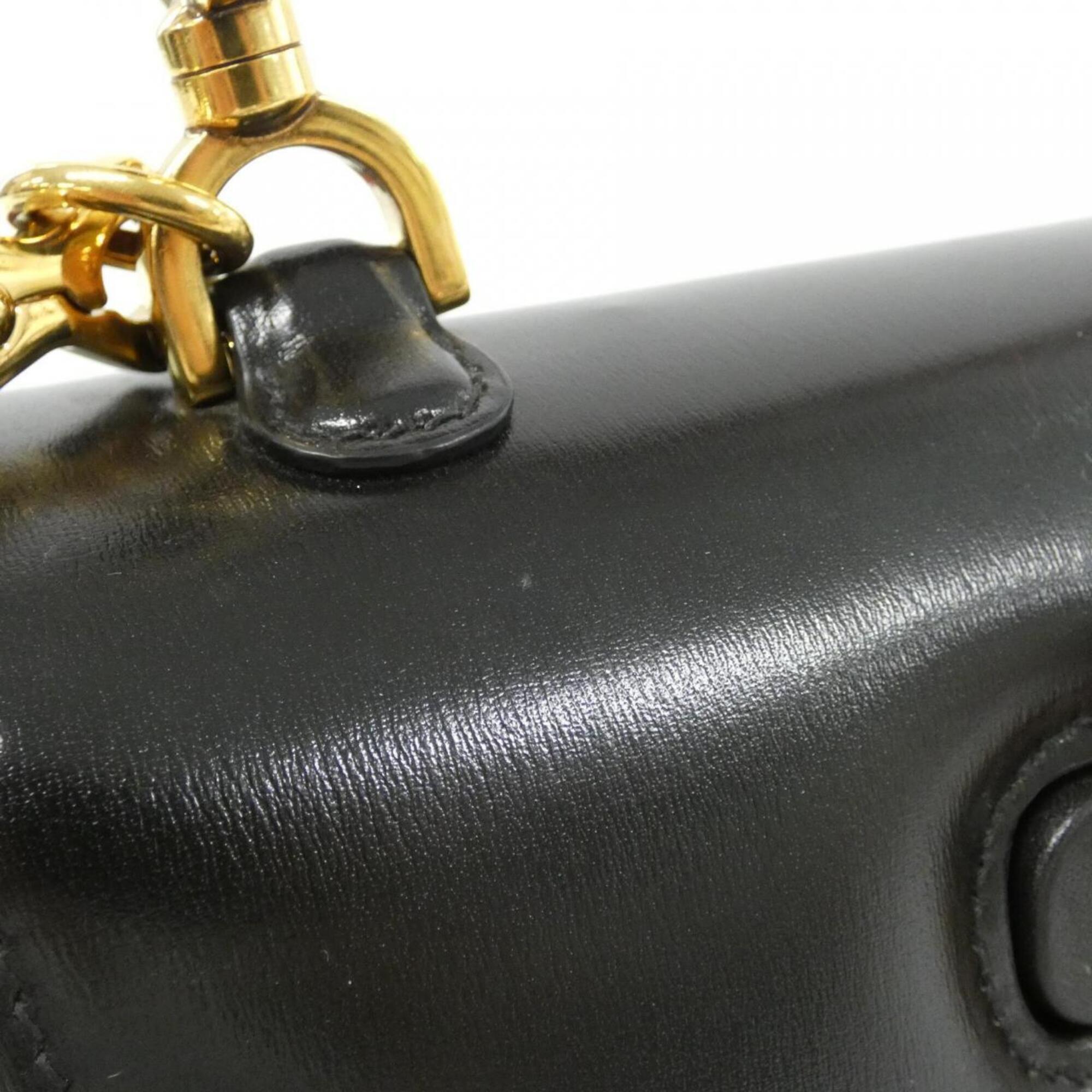 Gucci Bamboo Black Leather Handbag (Pre-Owned)