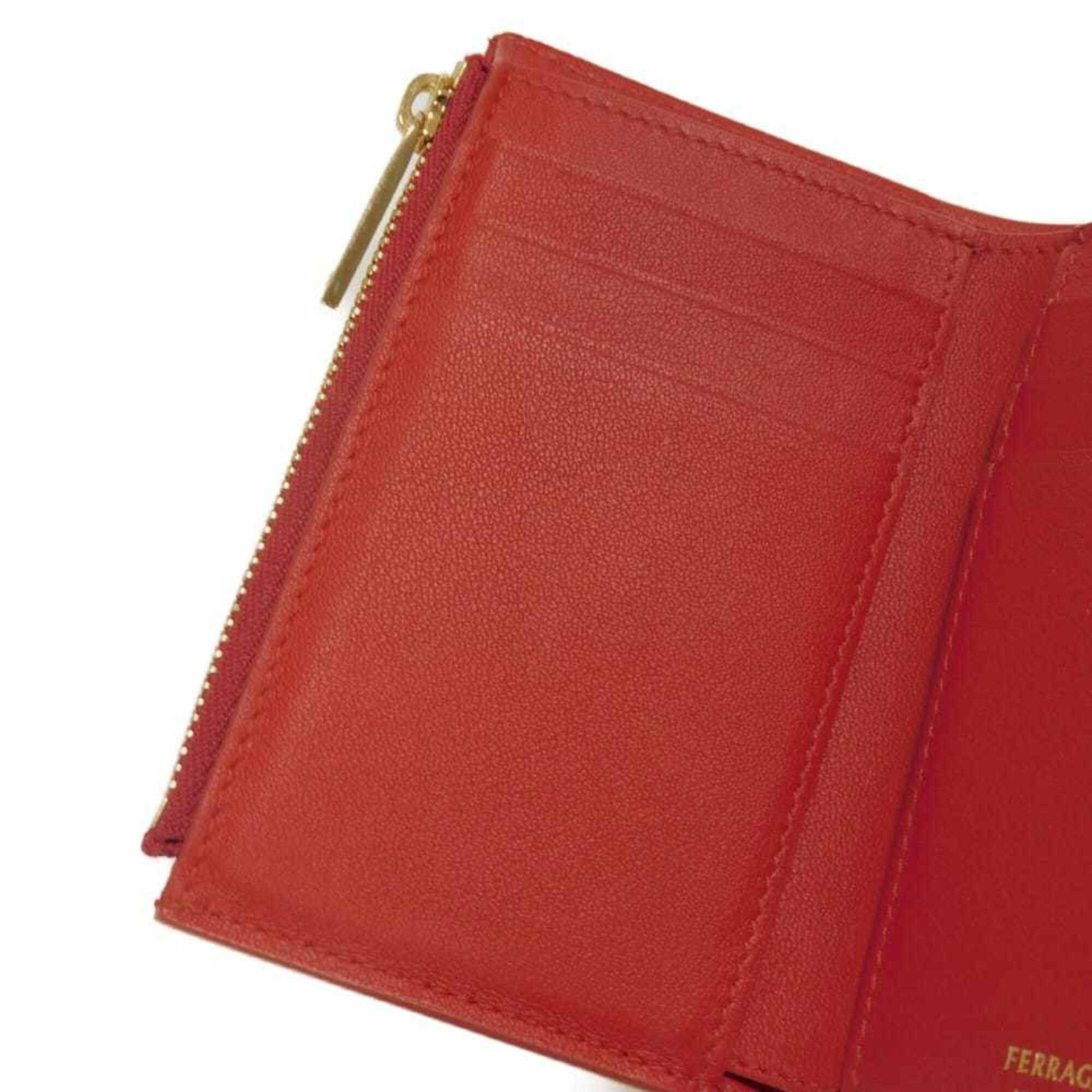 Salvatore Ferragamo Red Color Leather Wallet (Tri-Fold) (Pre-Owned)
