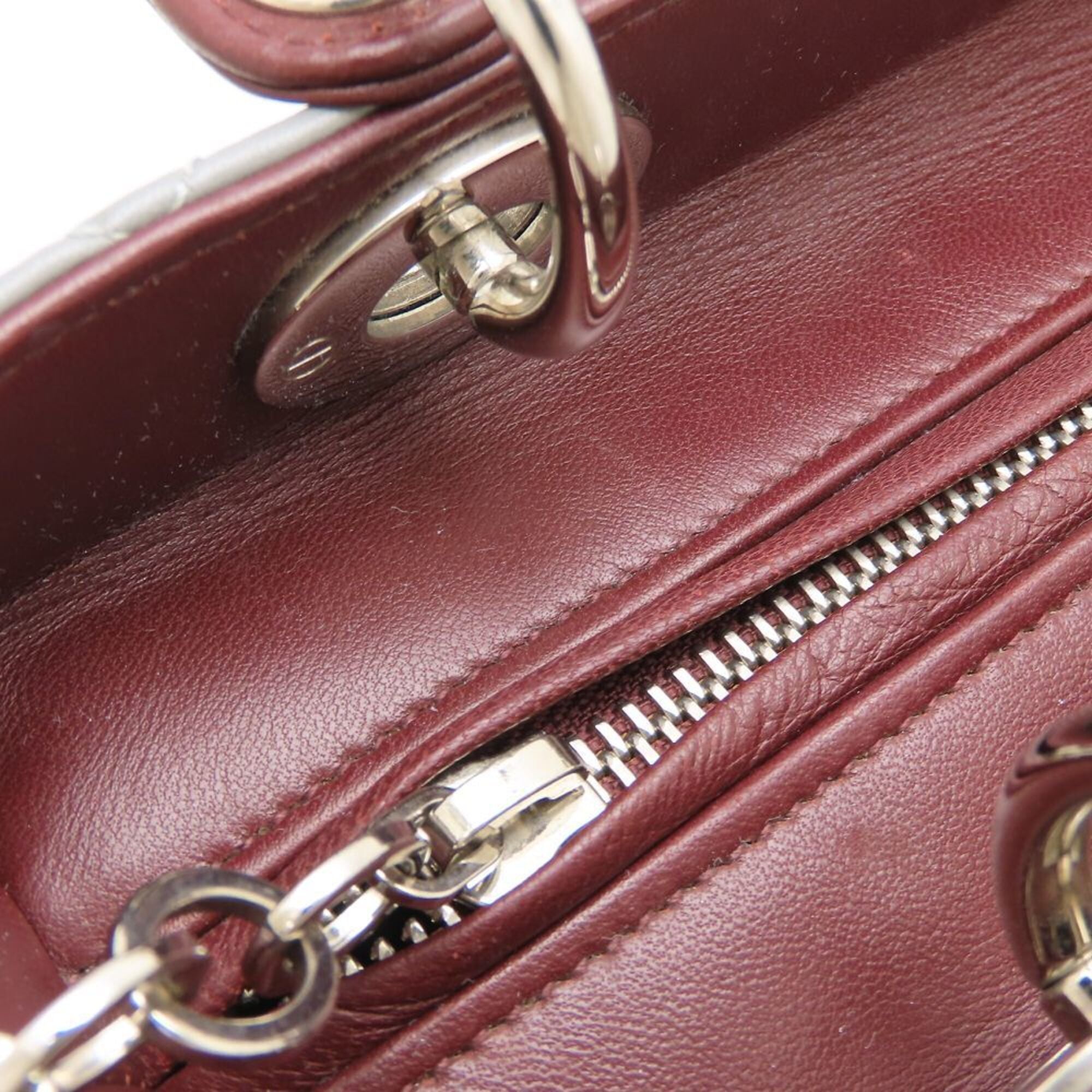 Christian Dior Bordeaux Gray Pink Leather Handbag (Pre-Owned)