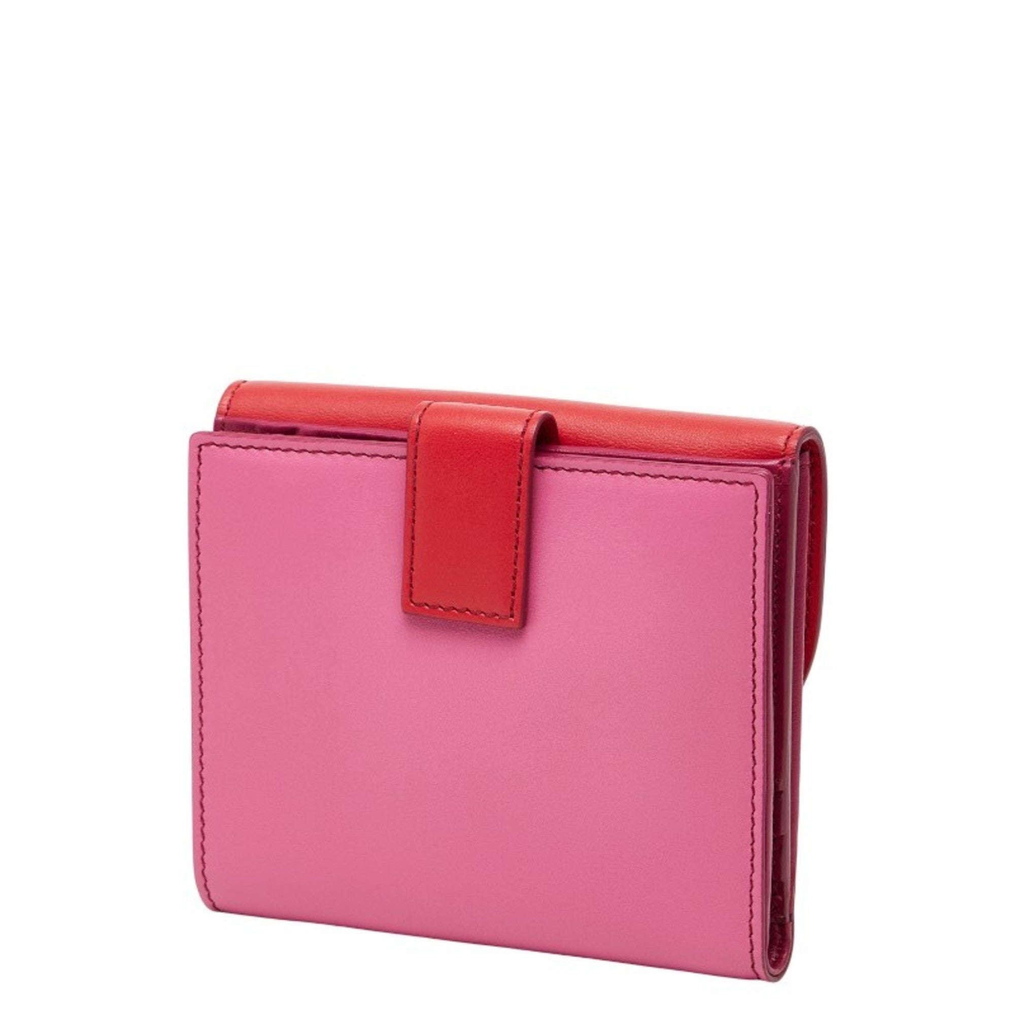 Salvatore Ferragamo Pink Red Color Leather Wallet (Bi-Fold) (Pre-Owned)