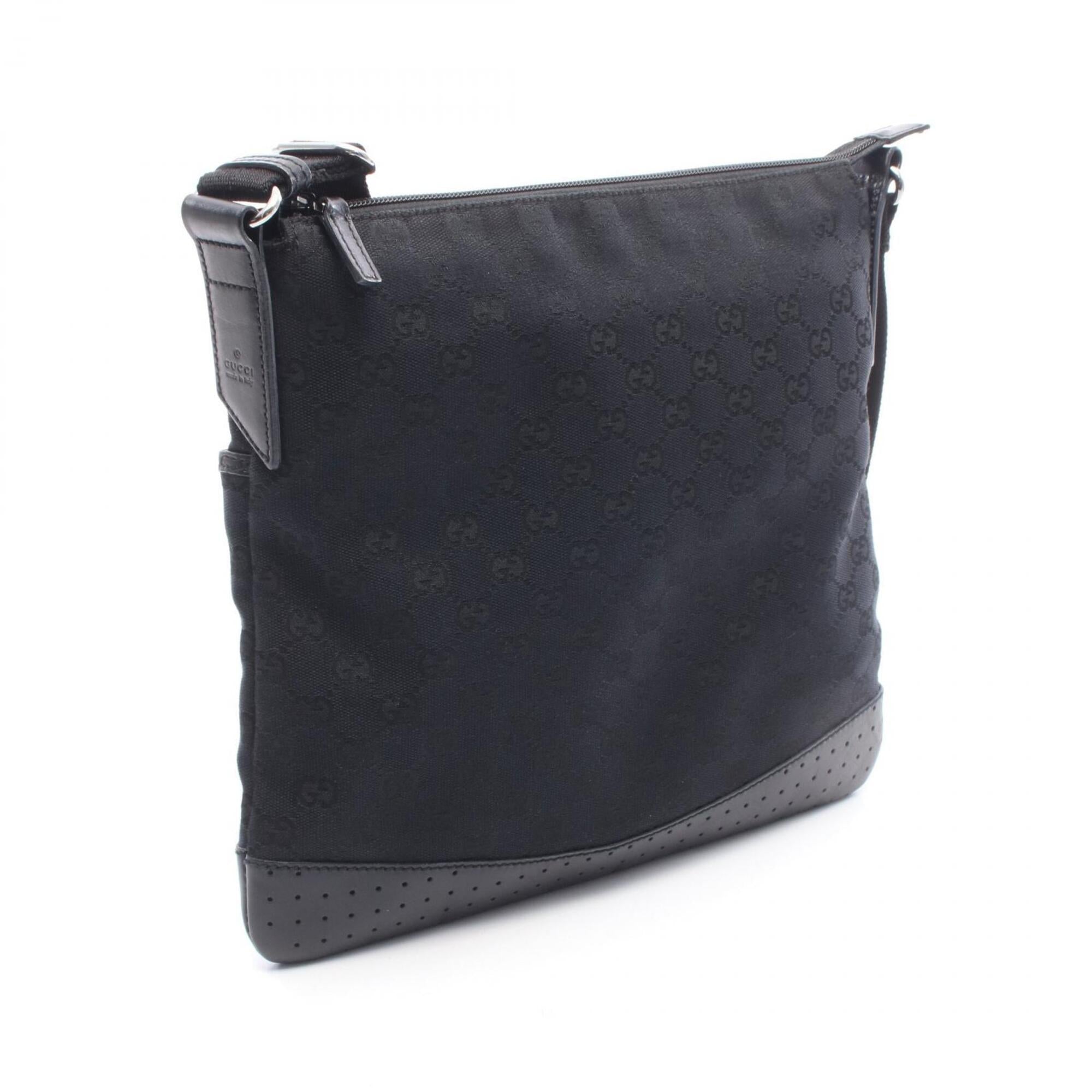 Gucci Black Gg Canvas Leather Handbag Shoulder Bag (Pre-Owned)