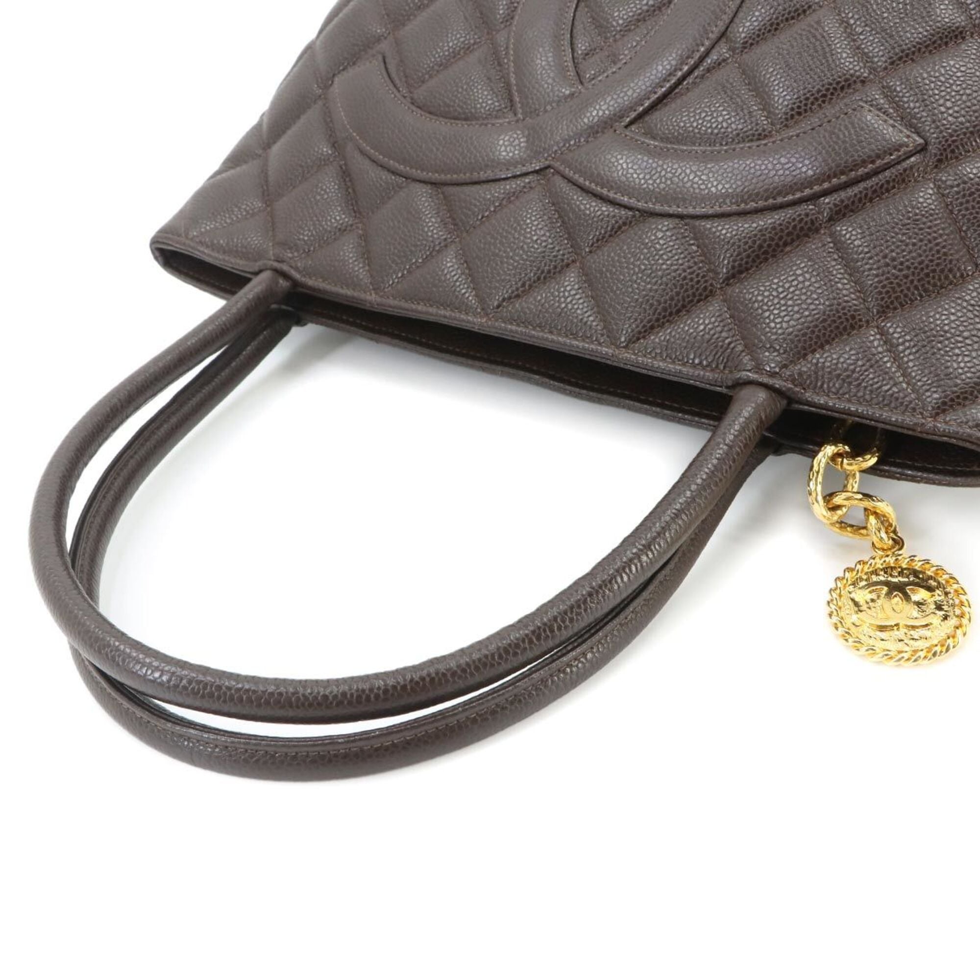 Chanel Dark Brown Grained Calfskin Handbag Tote Bag (Pre-Owned)