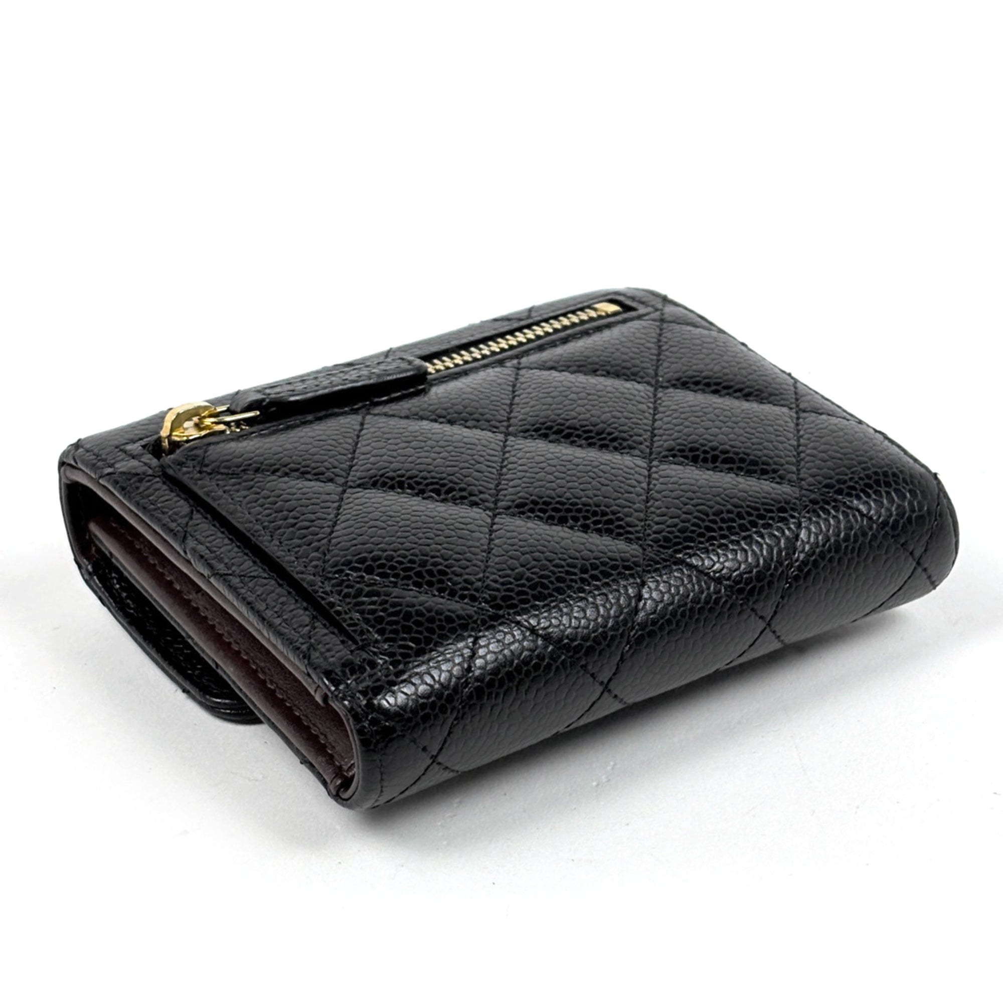 Chanel Matelasse Black Grained Calfskin Wallet (Tri-Fold) (Pre-Owned)