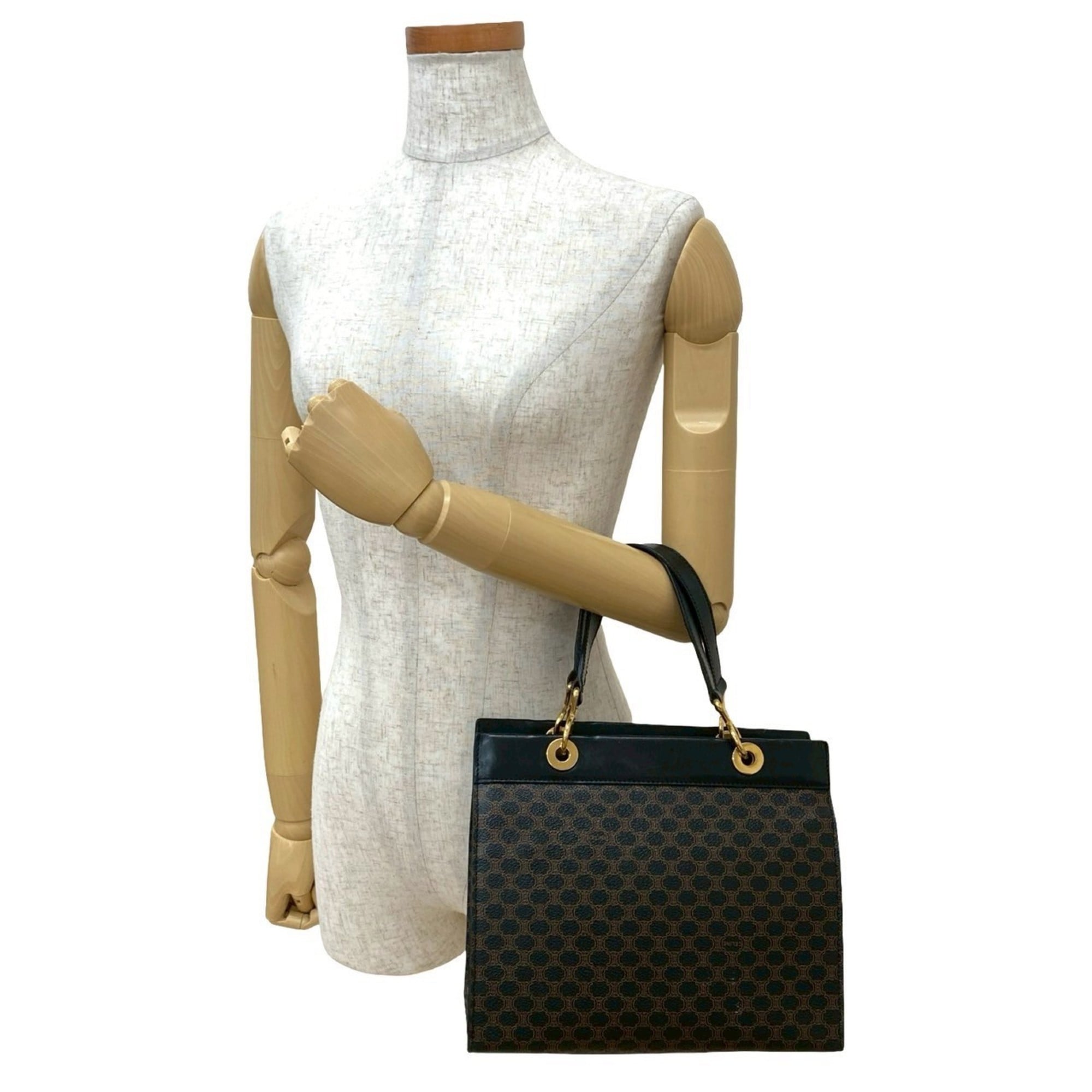 Celine Black Brown Leather Pvc Handbag Tote Bag (Pre-Owned)