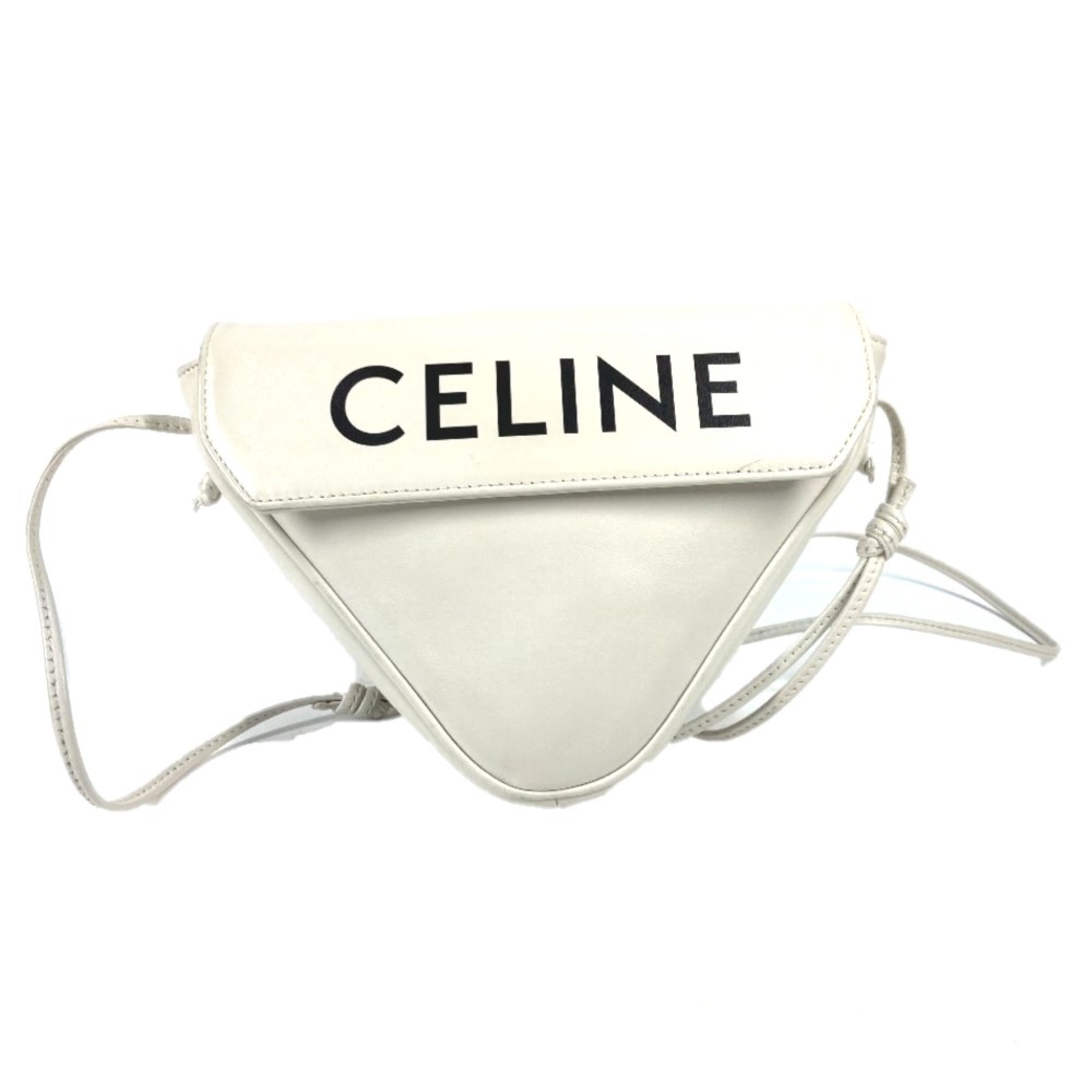 Celine Black White Leather Pochette Shoulder Bag (Pre-Owned)