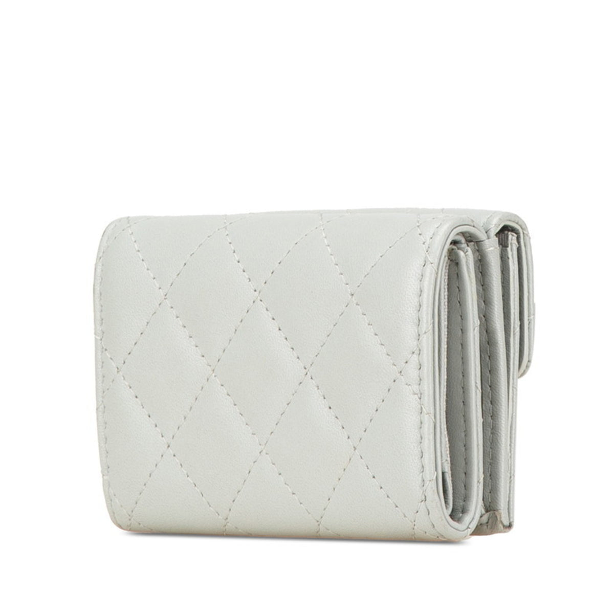Chanel Gray Leather Wallet (Tri-Fold) (Pre-Owned)