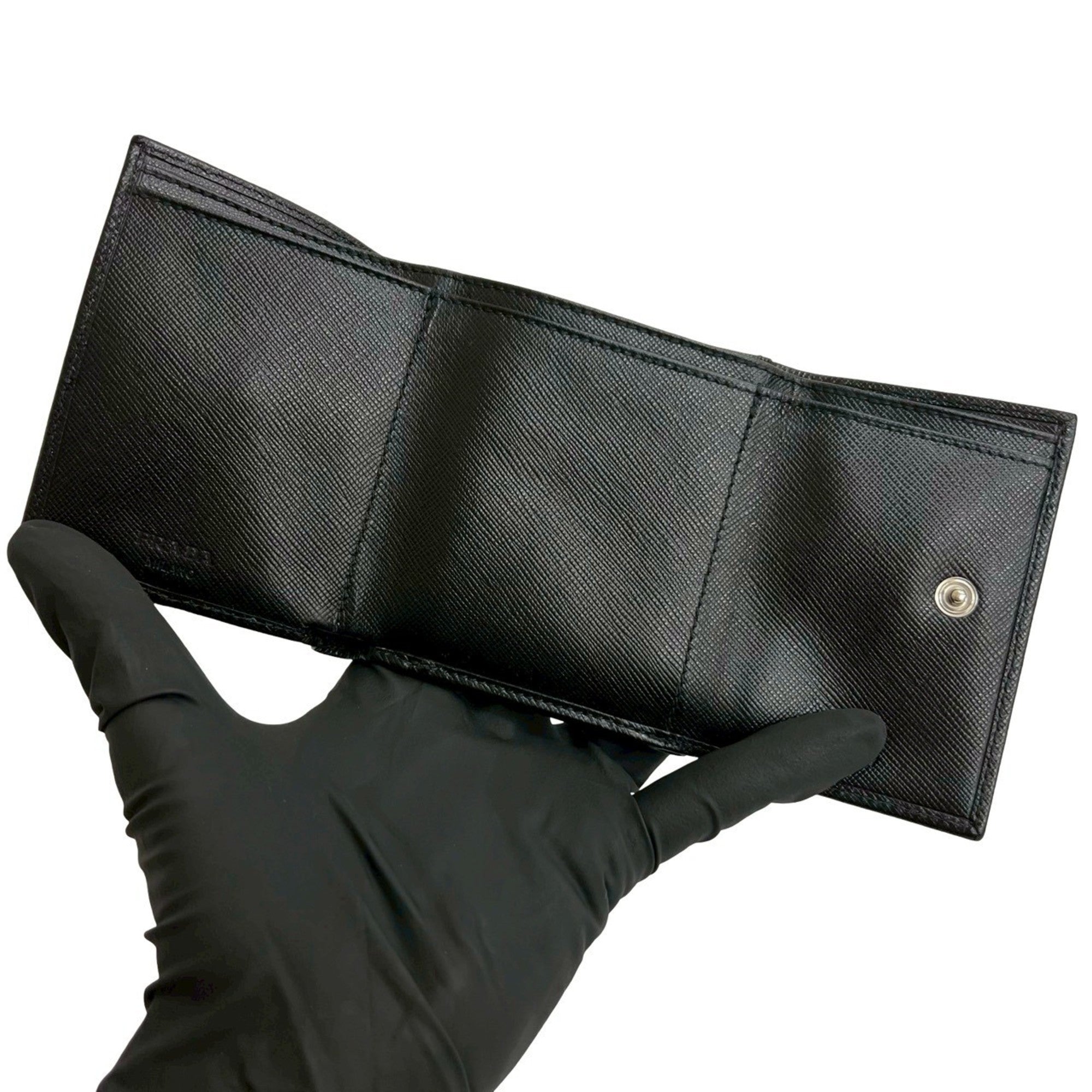 Prada Black Leather Wallet (Tri-Fold) (Pre-Owned)