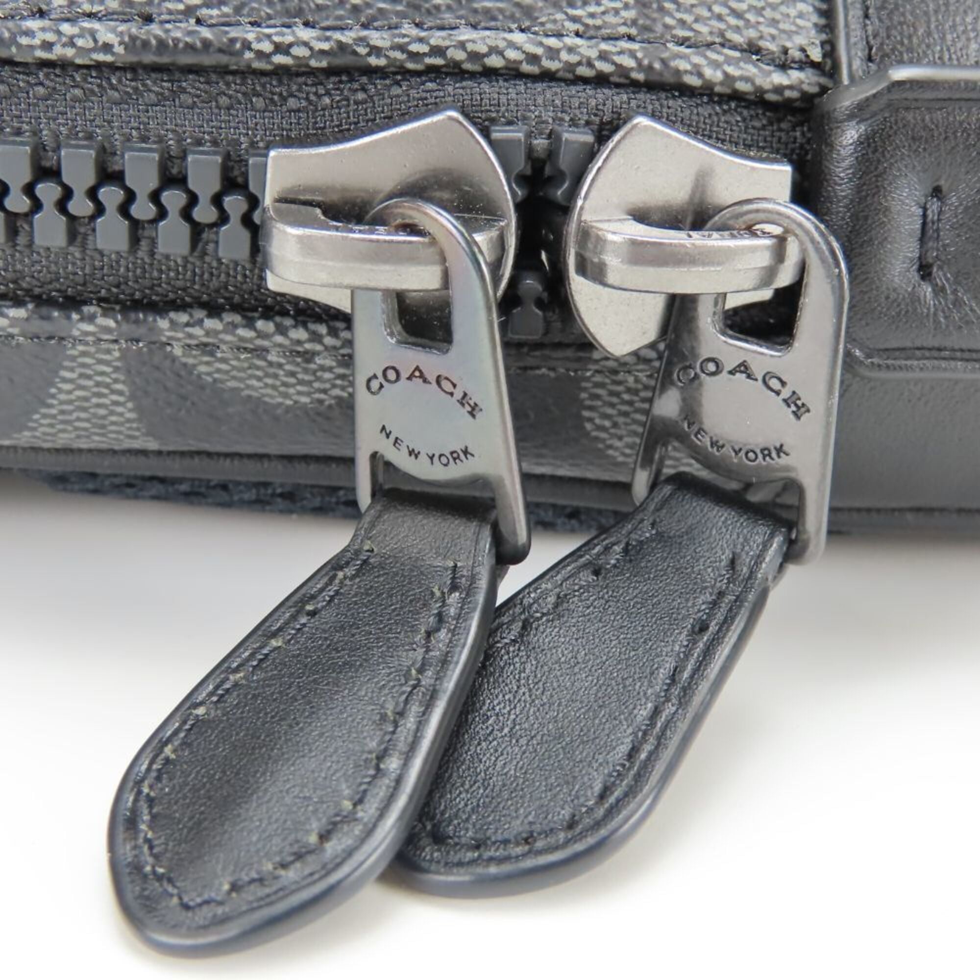 Coach Signature Black Gray Pvc Coated Canvas Leather Sling Bag (Pre-Owned)