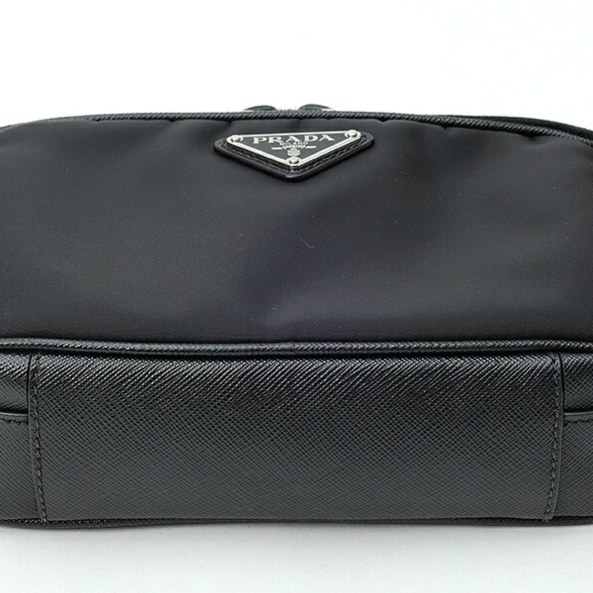 Prada Black Nylon Leather Pouch Shoulder Bag (Pre-Owned)