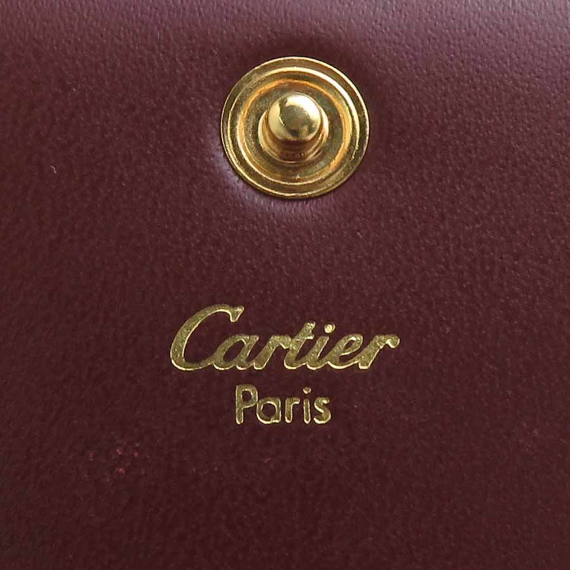Cartier Bordeaux Leather Coin Purse/Coin Case (Pre-Owned)