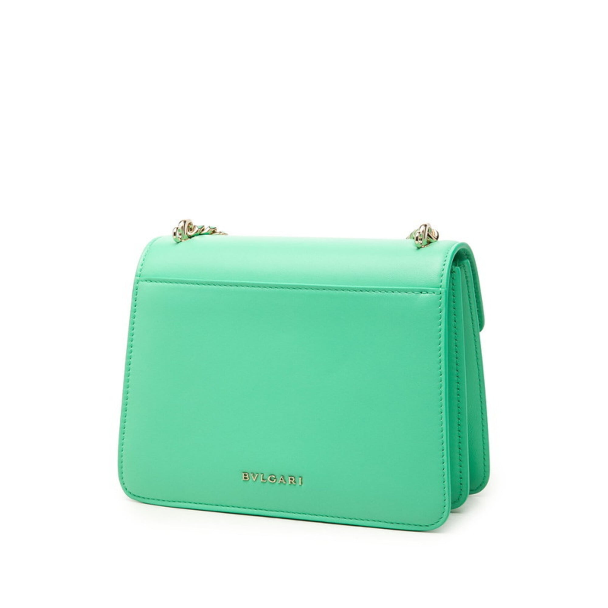 Bvlgari Green Leather Handbag Shoulder Bag (Pre-Owned)