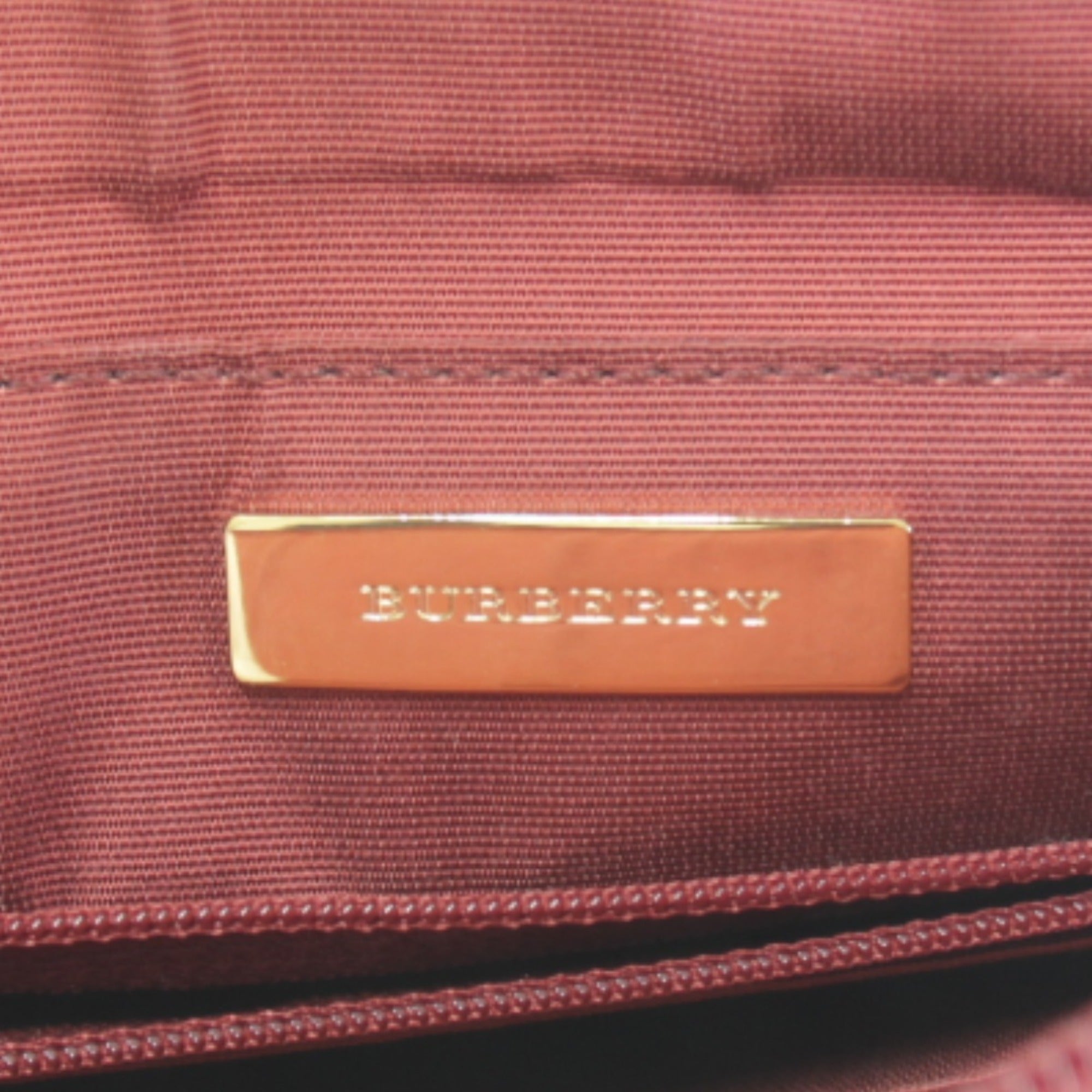 Burberry Red Color Canvas Leather Handbag (Pre-Owned)