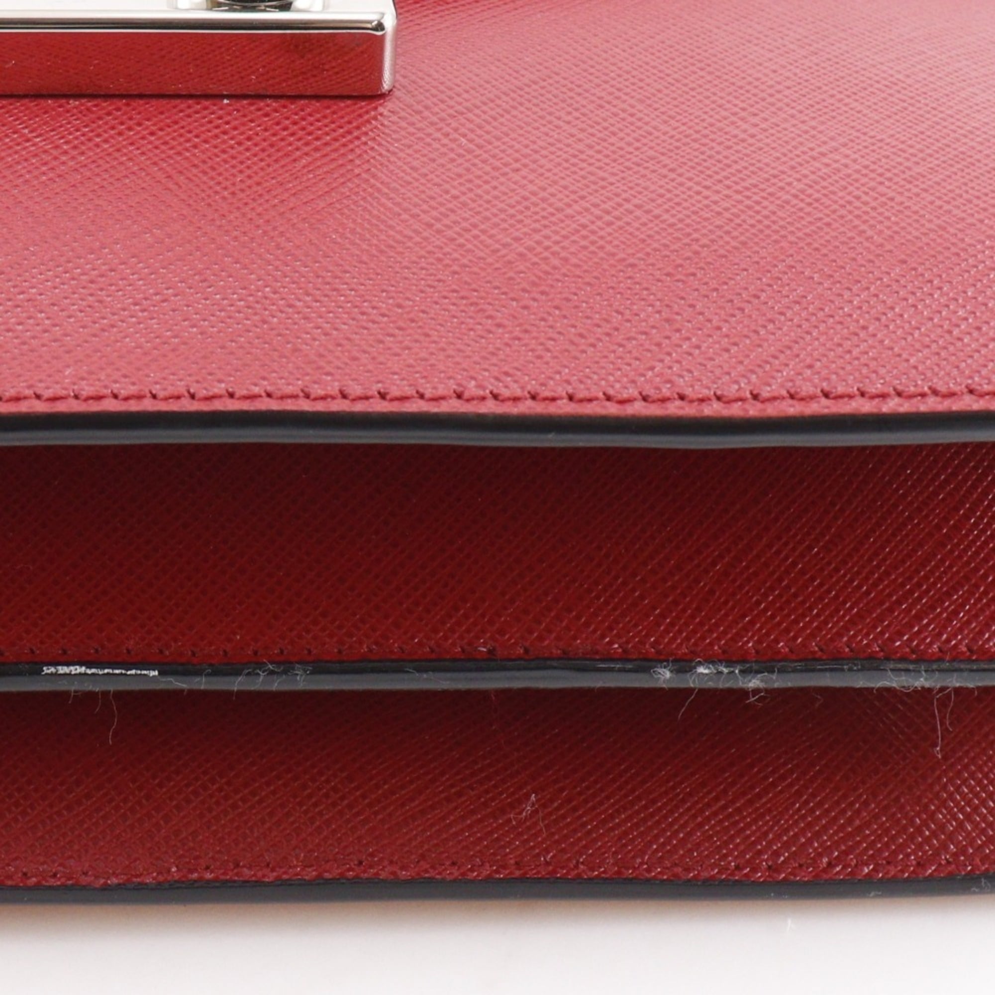 Prada Saffiano Orange Red Color Saffiano Clutch Bag Shoulder Bag (Pre-Owned)