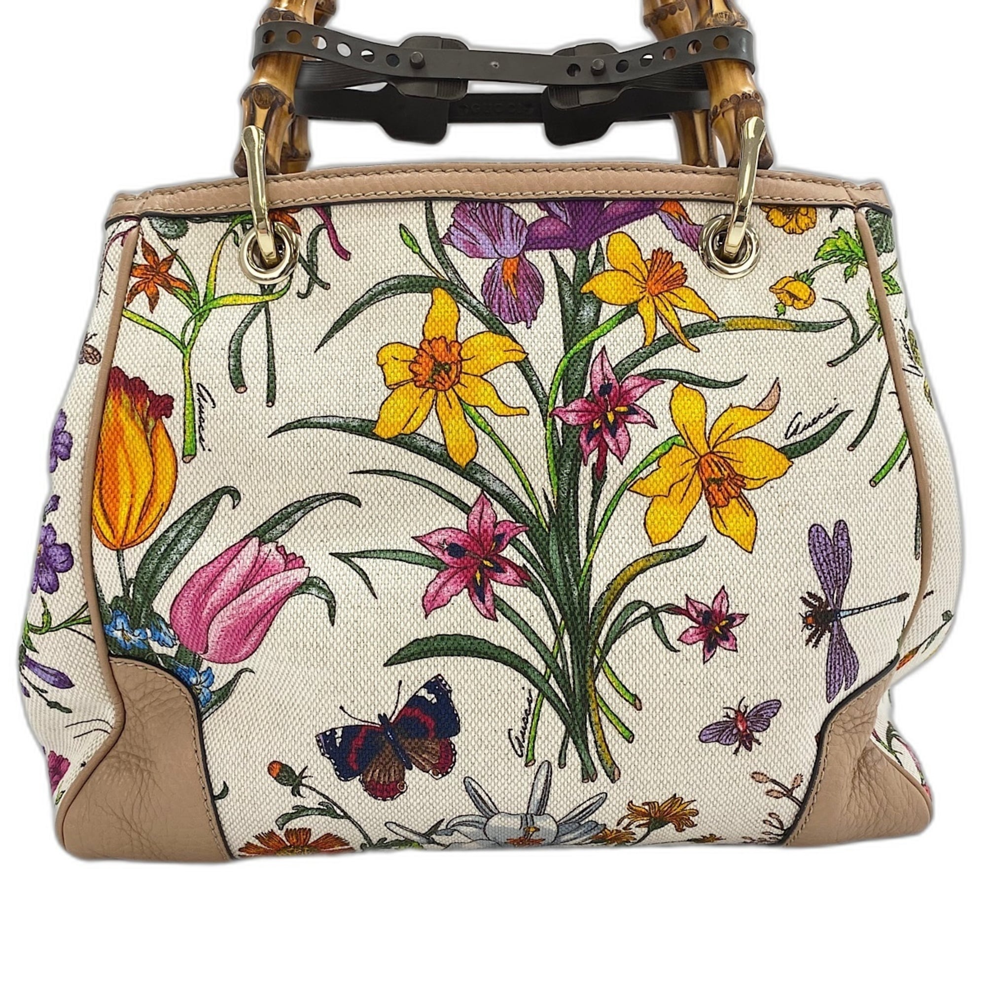 Gucci Multi-Color Canvas Bamboo Handbag (Pre-Owned)