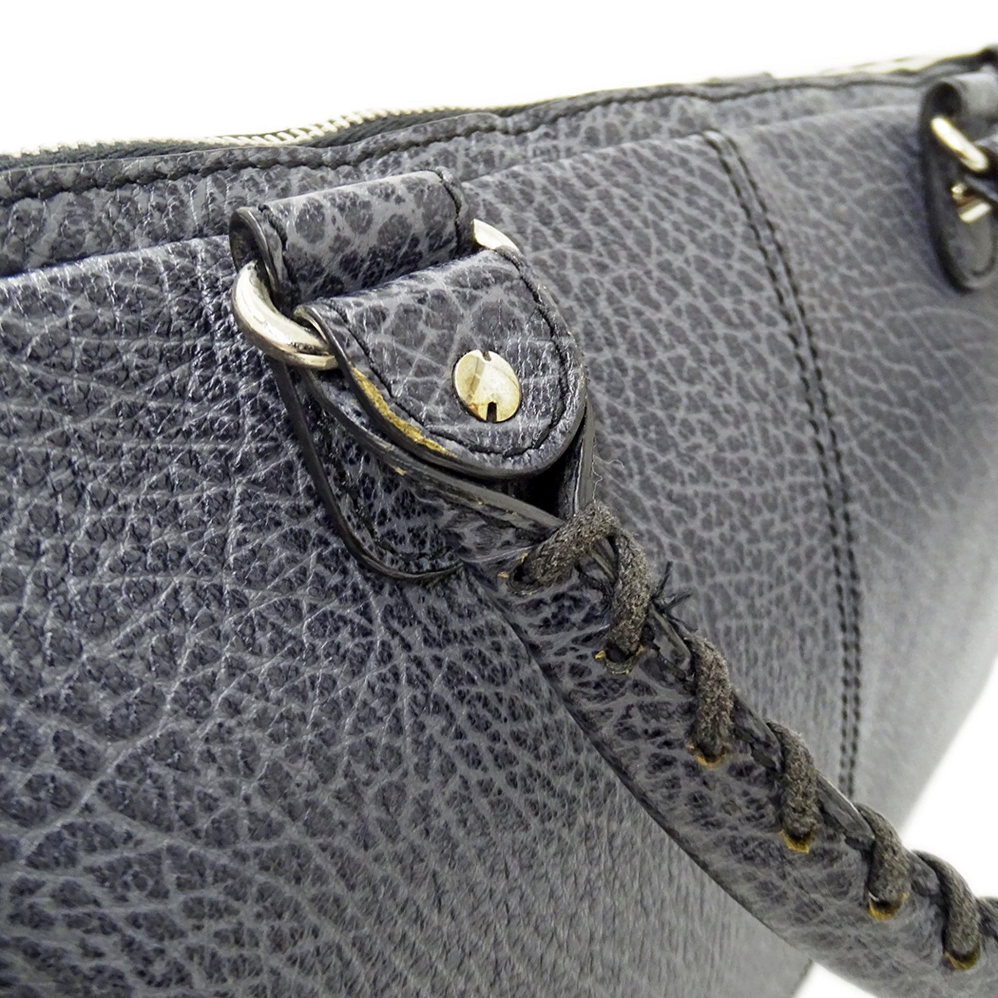 Balenciaga Blue Gray Leather Briefcase Handbag (Pre-Owned)