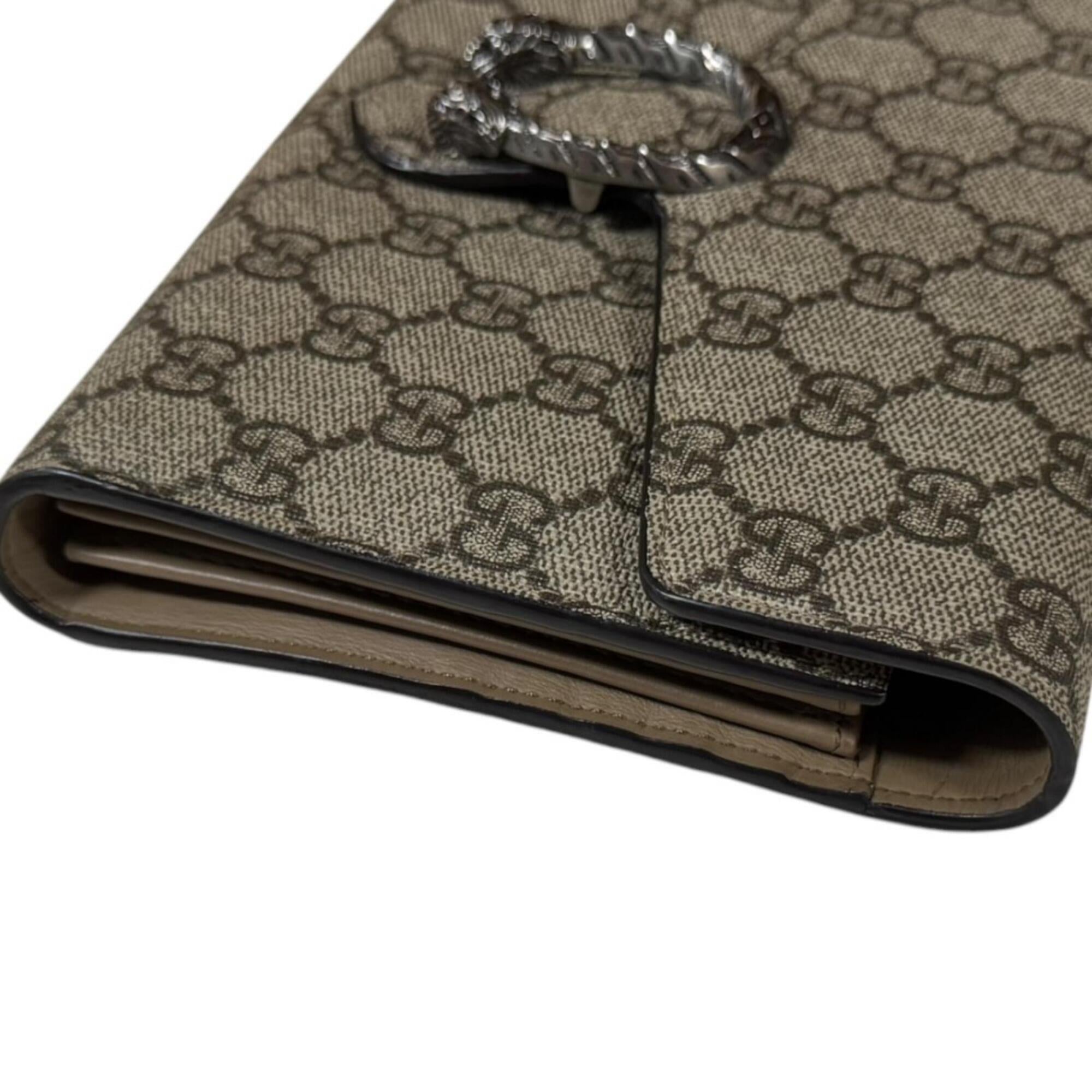 Gucci Beige Brown Gg Supreme Chain/Shoulder Wallet (Pre-Owned)