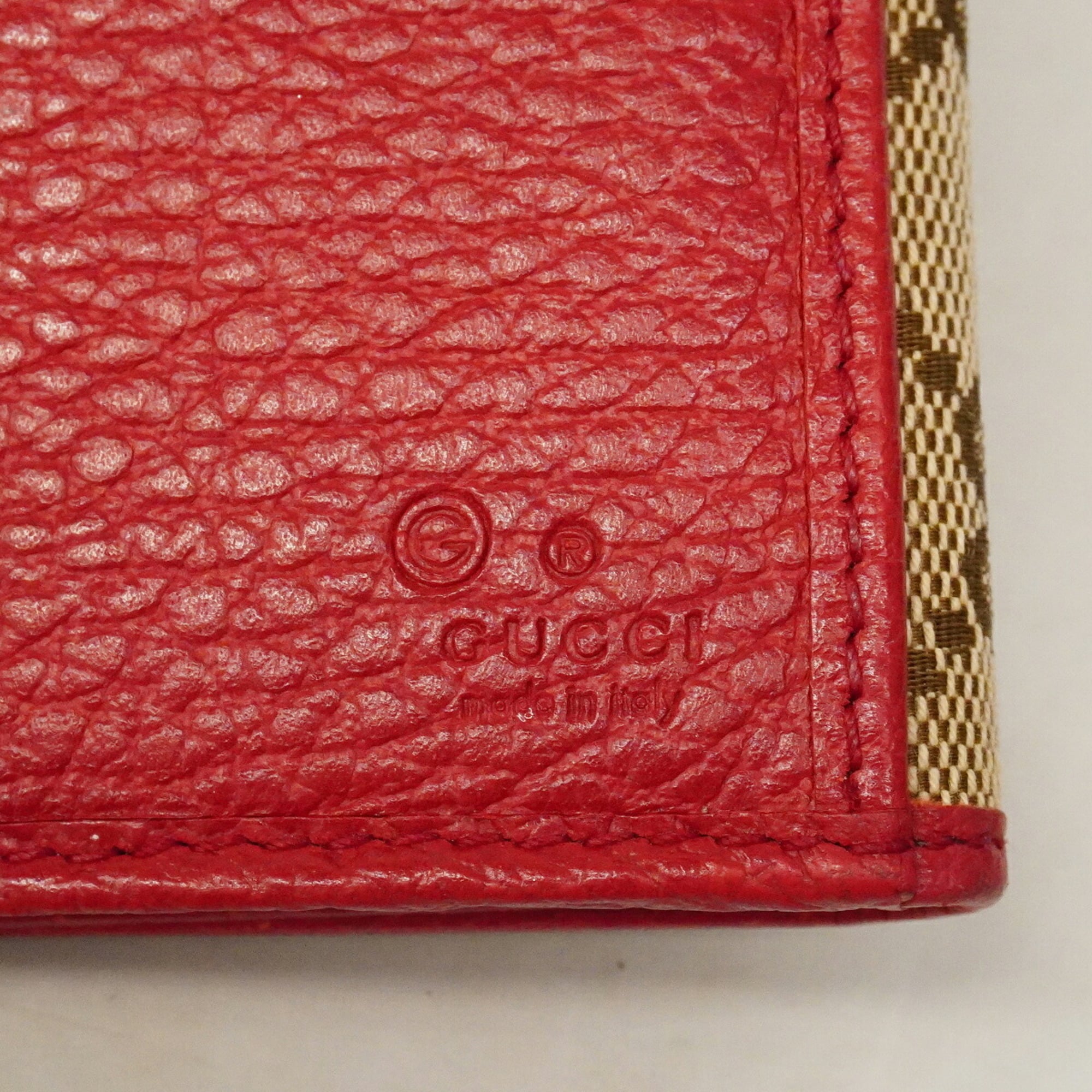 Gucci Beige Red Color Canvas Long Wallet (Bi-Fold) (Pre-Owned)