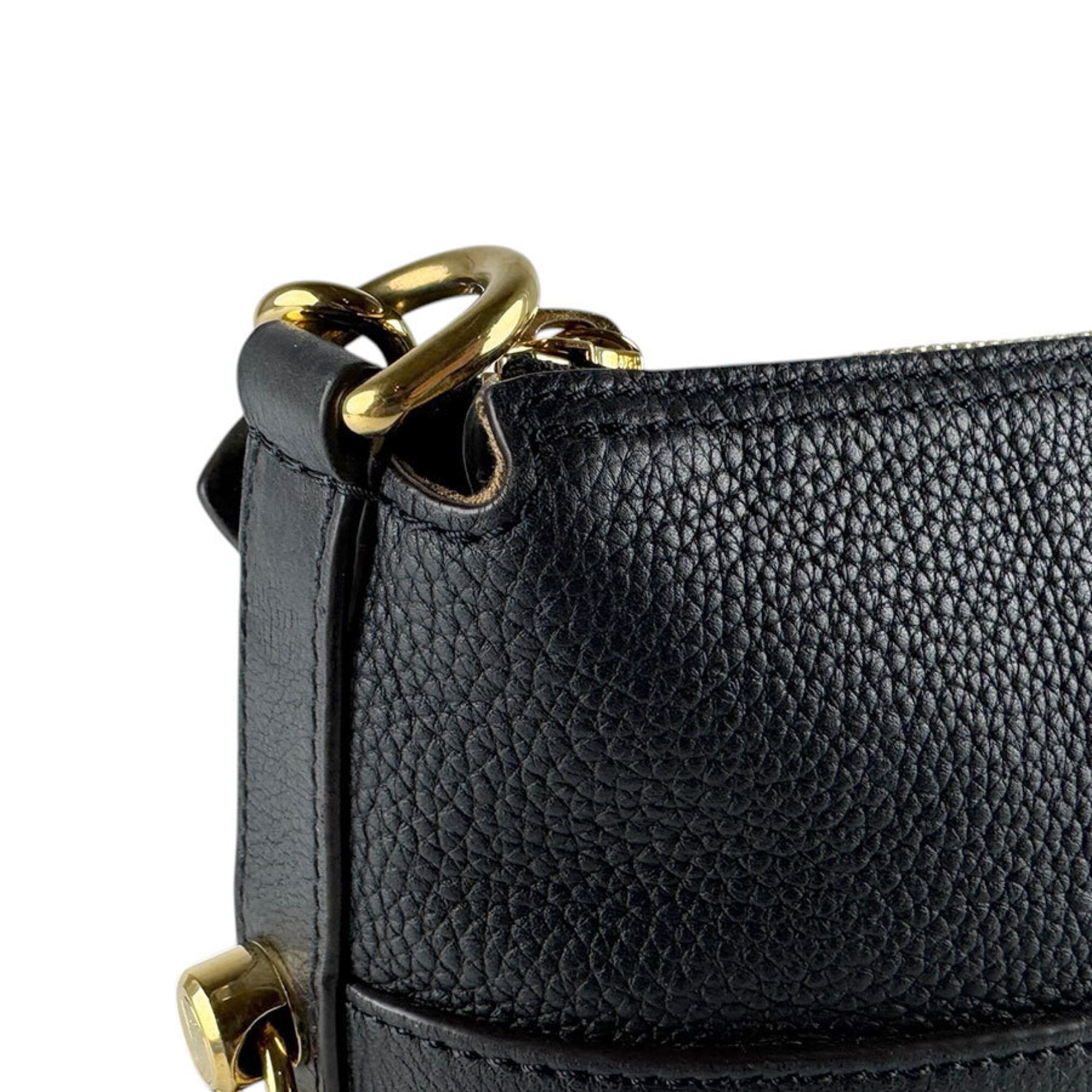 Louis Vuitton Black Leather Handbag Shoulder Bag (Pre-Owned)