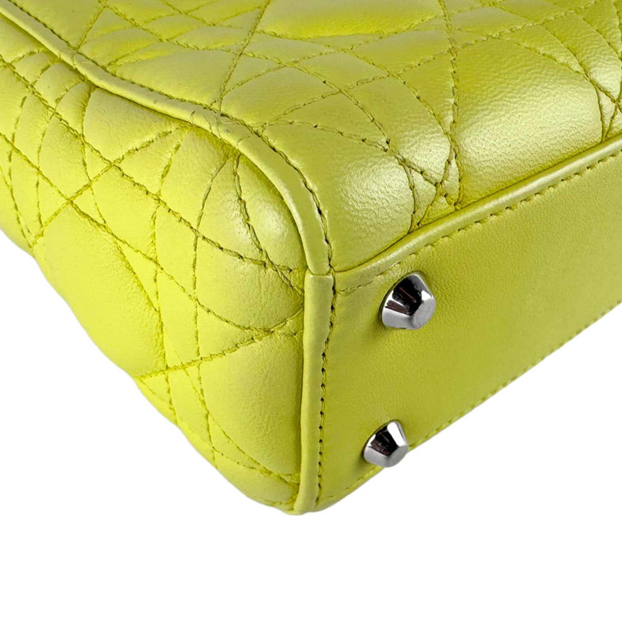 Christian Dior Green Yellow Leather Handbag Shoulder Bag (Pre-Owned)