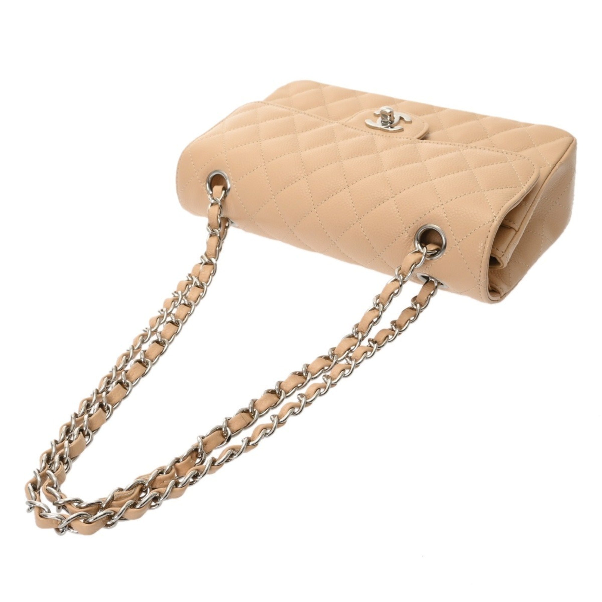 Chanel Beige Grained Calfskin Shoulder Bag (Pre-Owned)