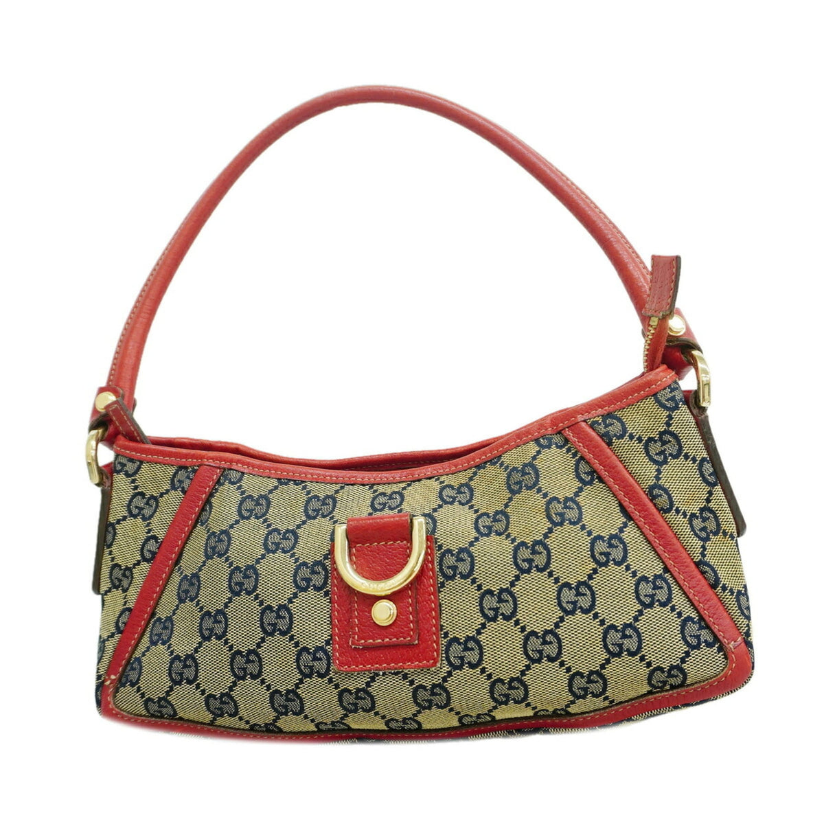 Gucci Navy Red Color Canvas Shoulder Bag (Pre-Owned)