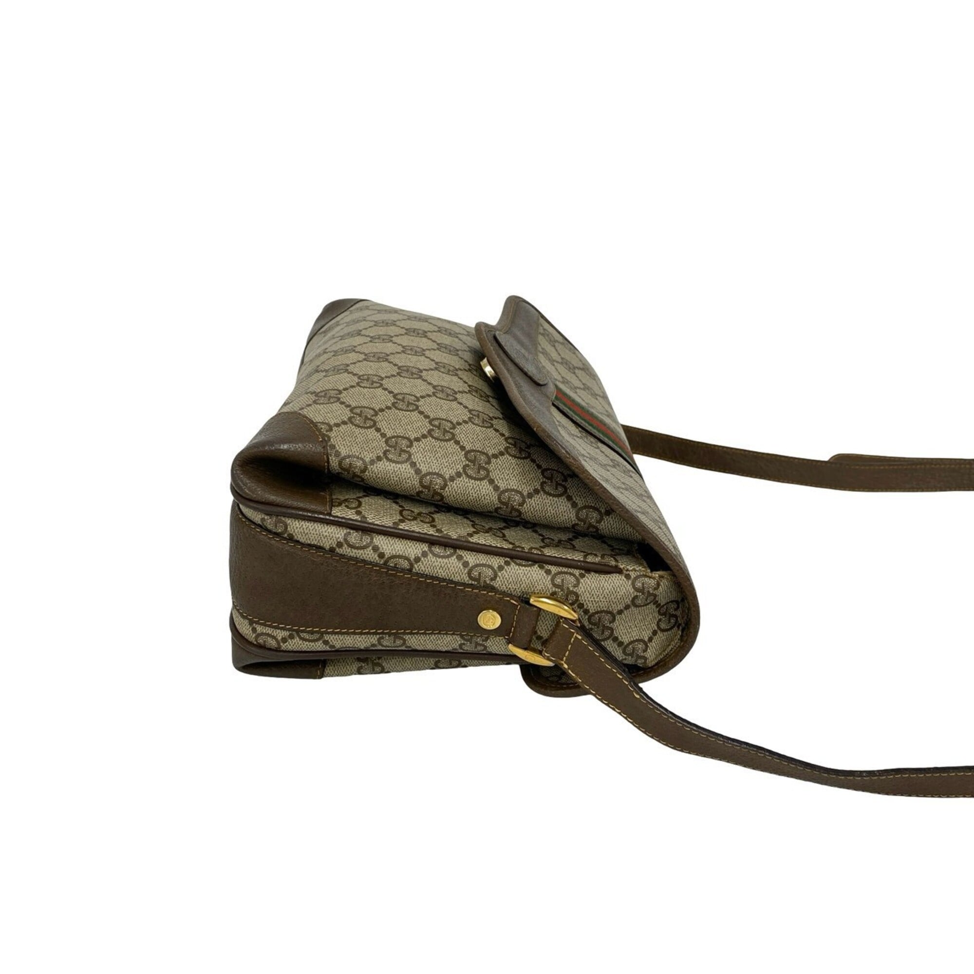 Gucci Brown Green Red Color Leather Pvc Pochette Shoulder Bag (Pre-Owned)