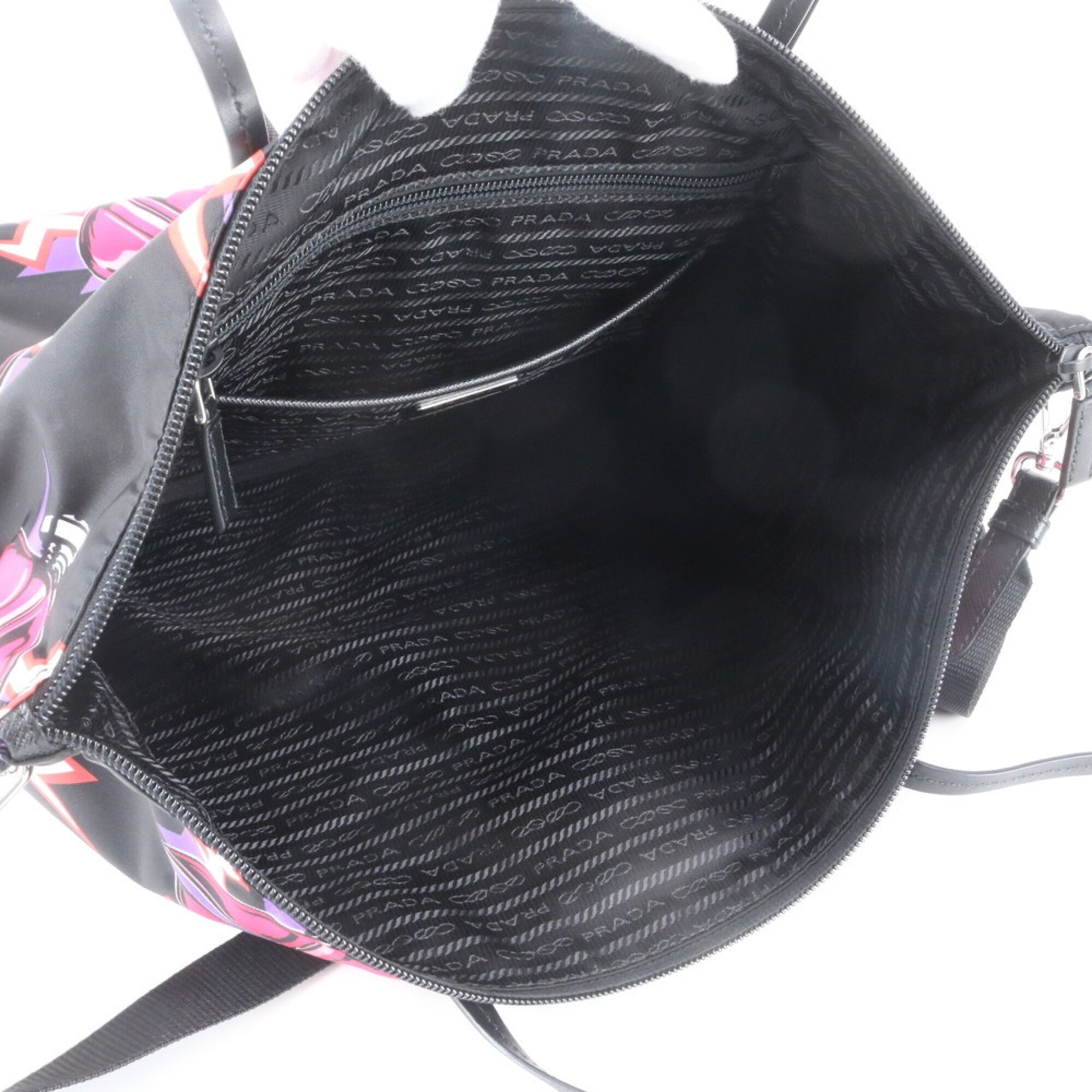 Prada Black Pink Nylon Leather Handbag Shoulder Bag Tote Bag (Pre-Owned)