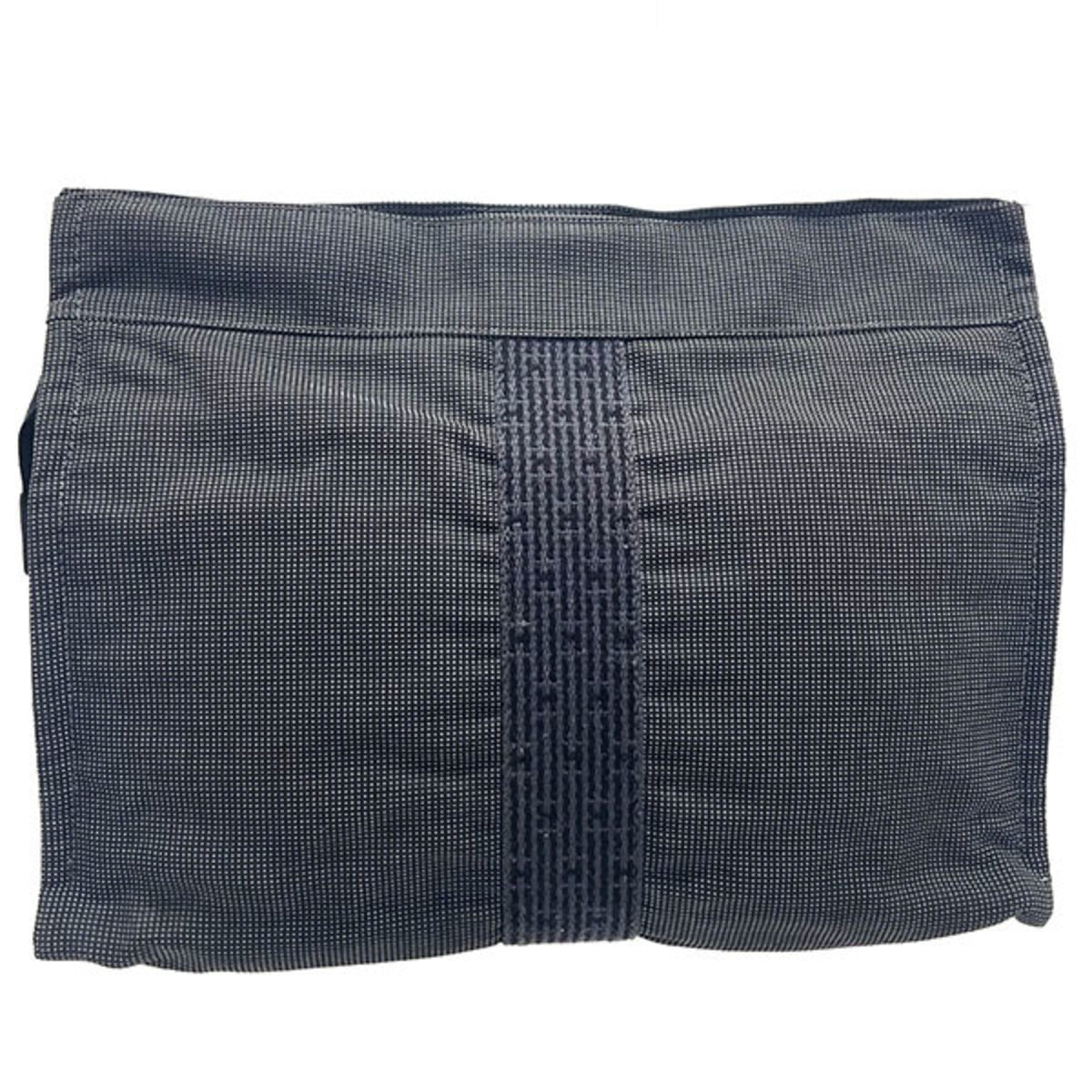 Hermes Gray Nylon Canvas Clutch Bag Pouch (Pre-Owned)